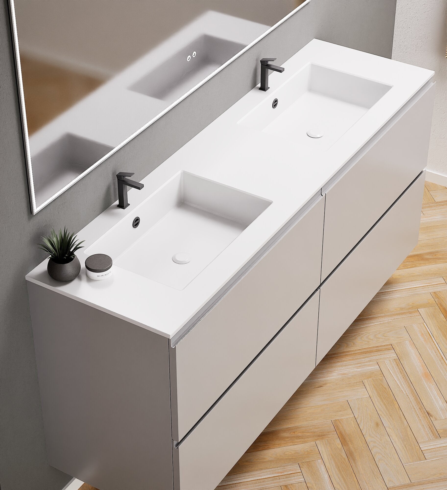 Alba – Double Corian® Basin Unit with 4 Drawers - ROVALUX