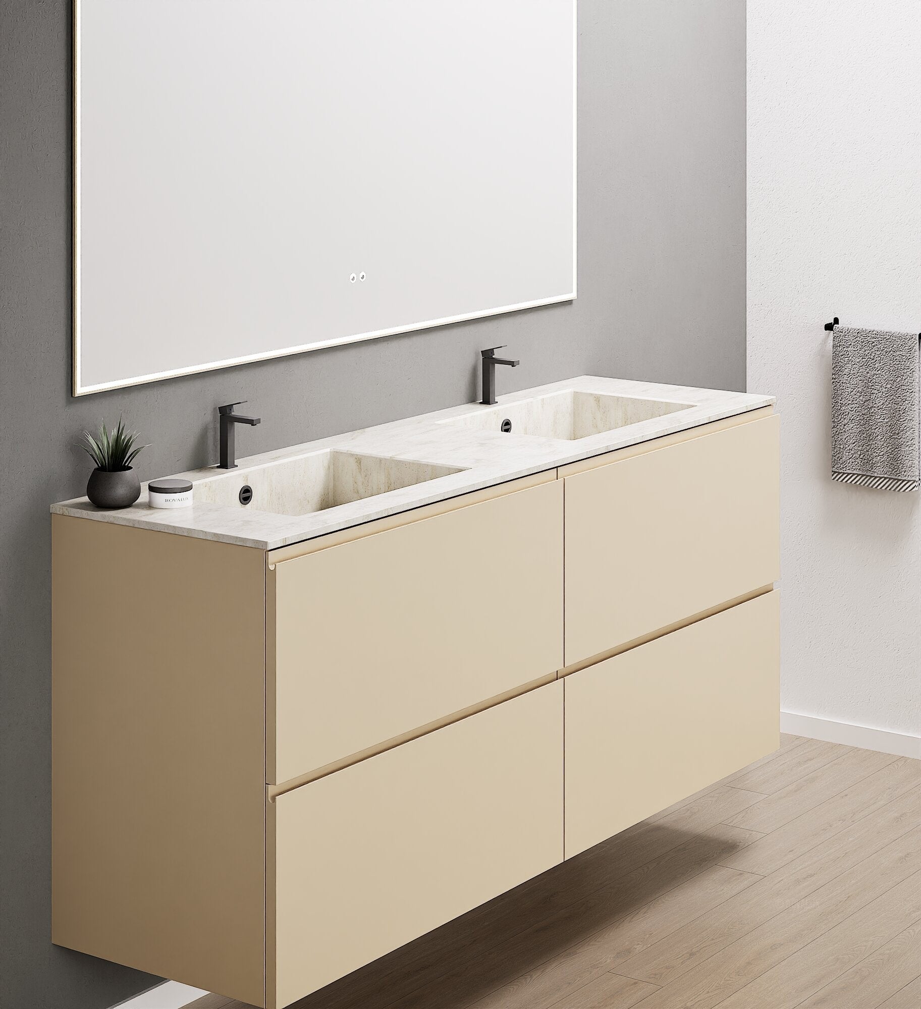Alba – Double Corian® Basin Unit with 4 Drawers - ROVALUX