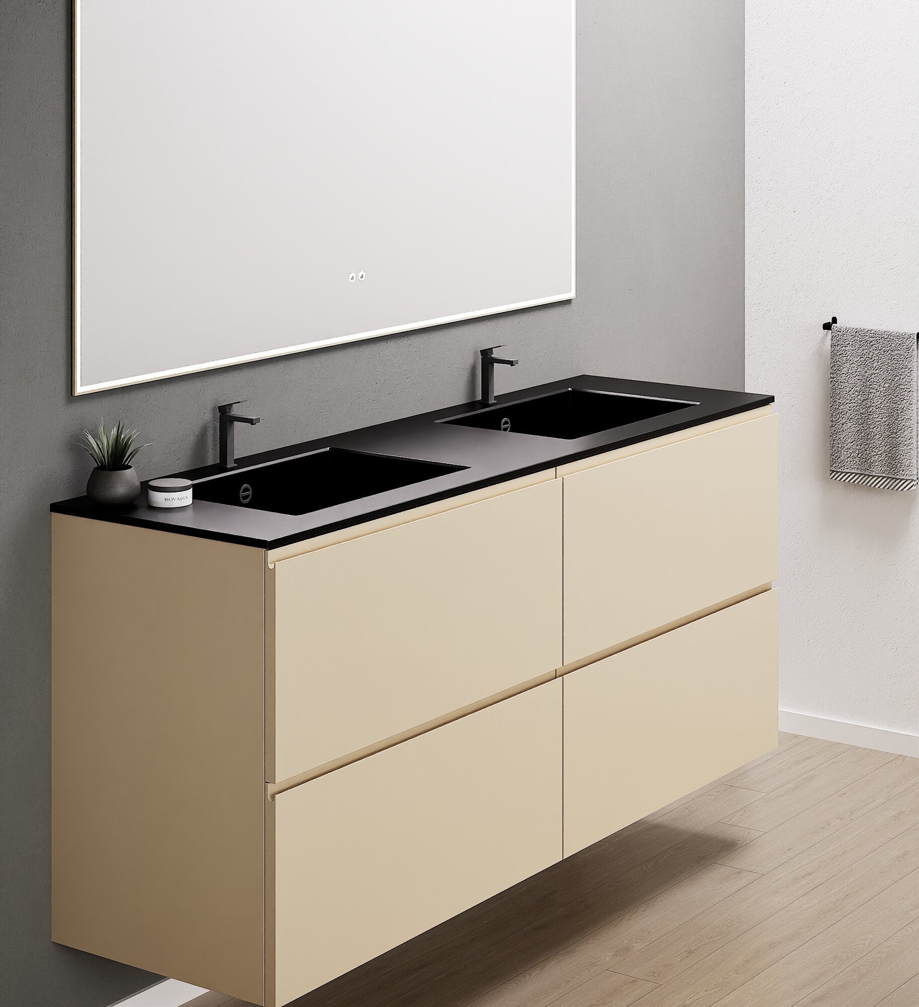 Alba – Double Corian® Basin Unit with 4 Drawers - ROVALUX