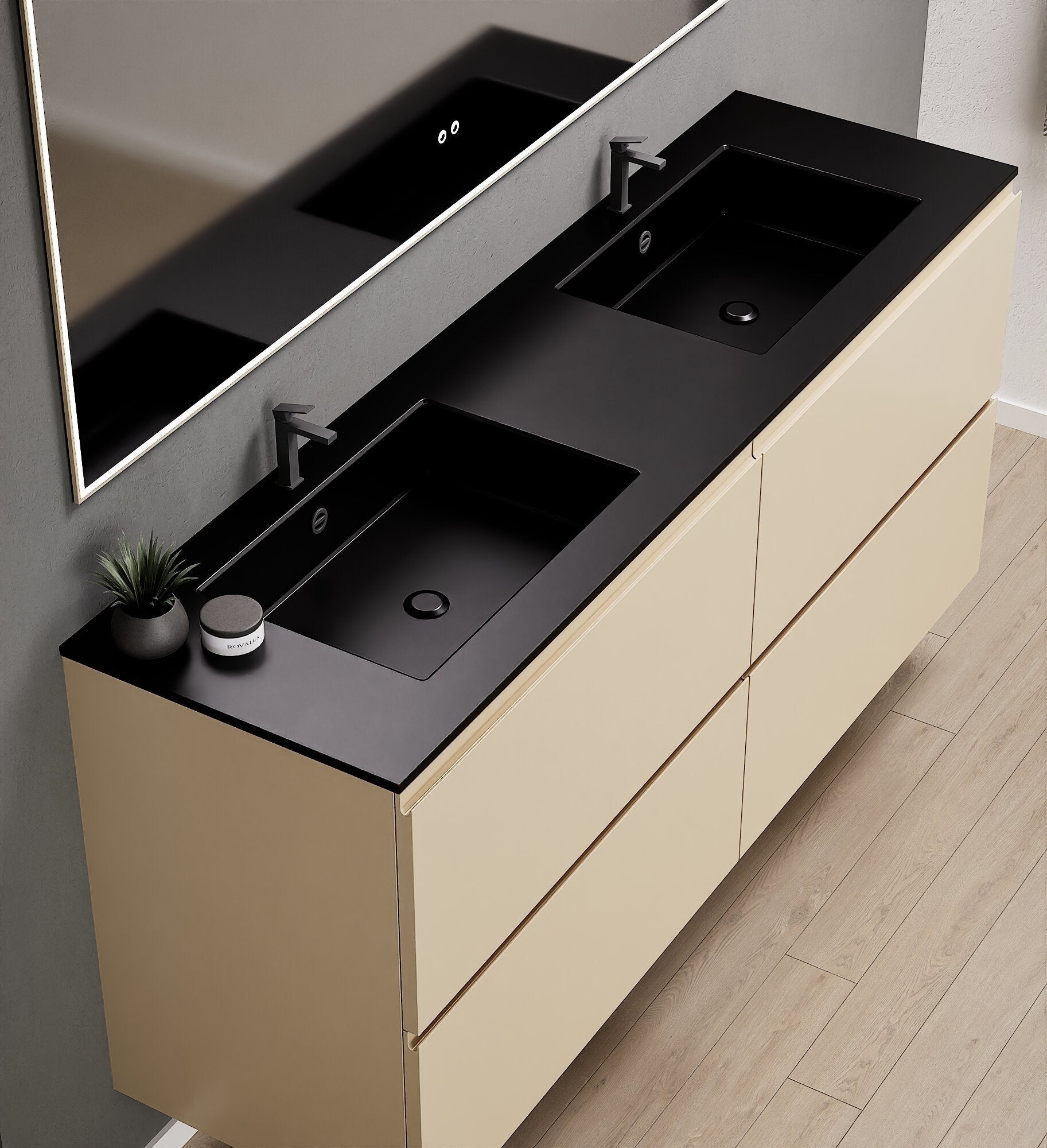 Alba – Double Corian® Basin Unit with 4 Drawers - ROVALUX