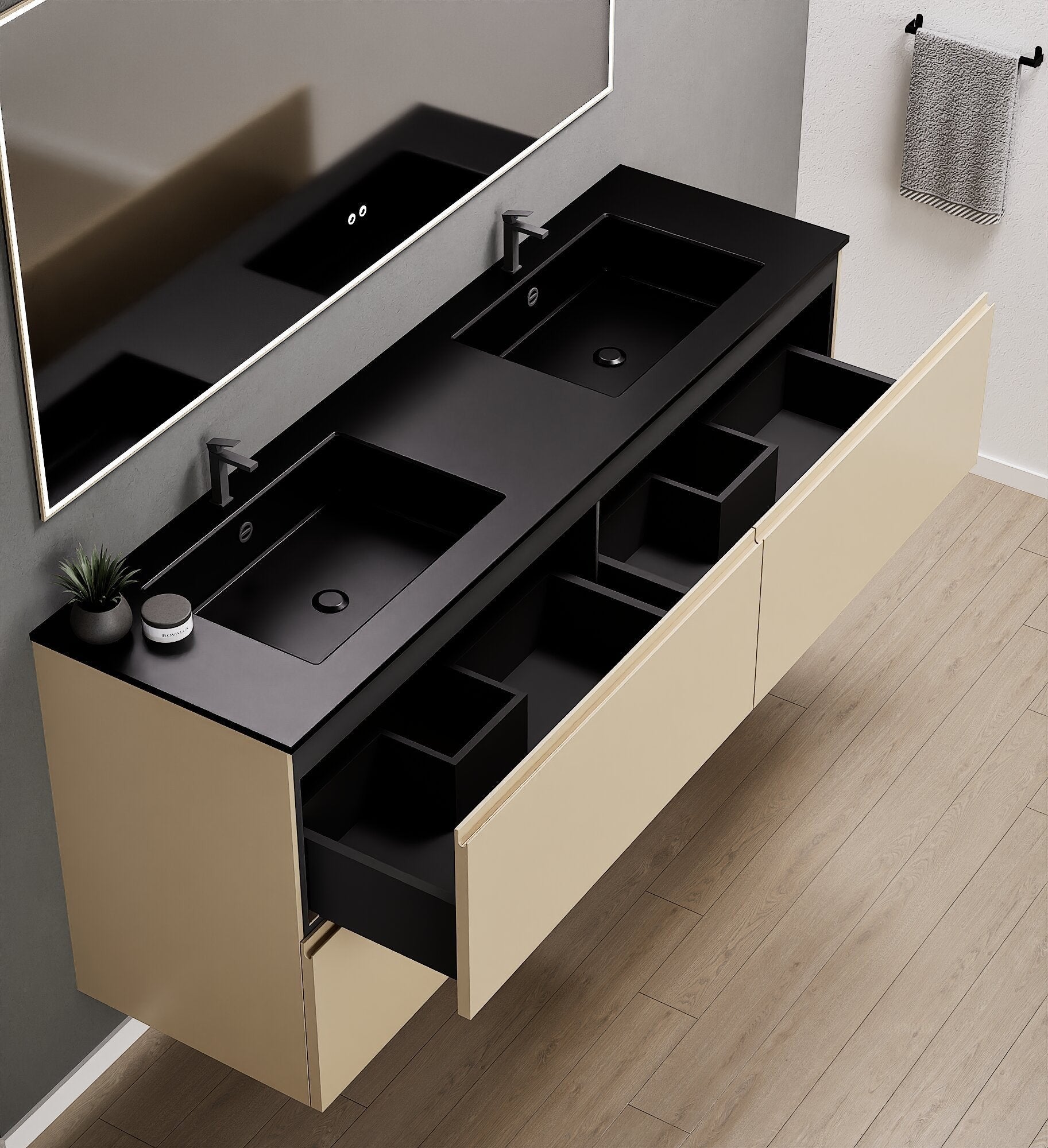 Alba – Double Corian® Basin Unit with 4 Drawers - ROVALUX