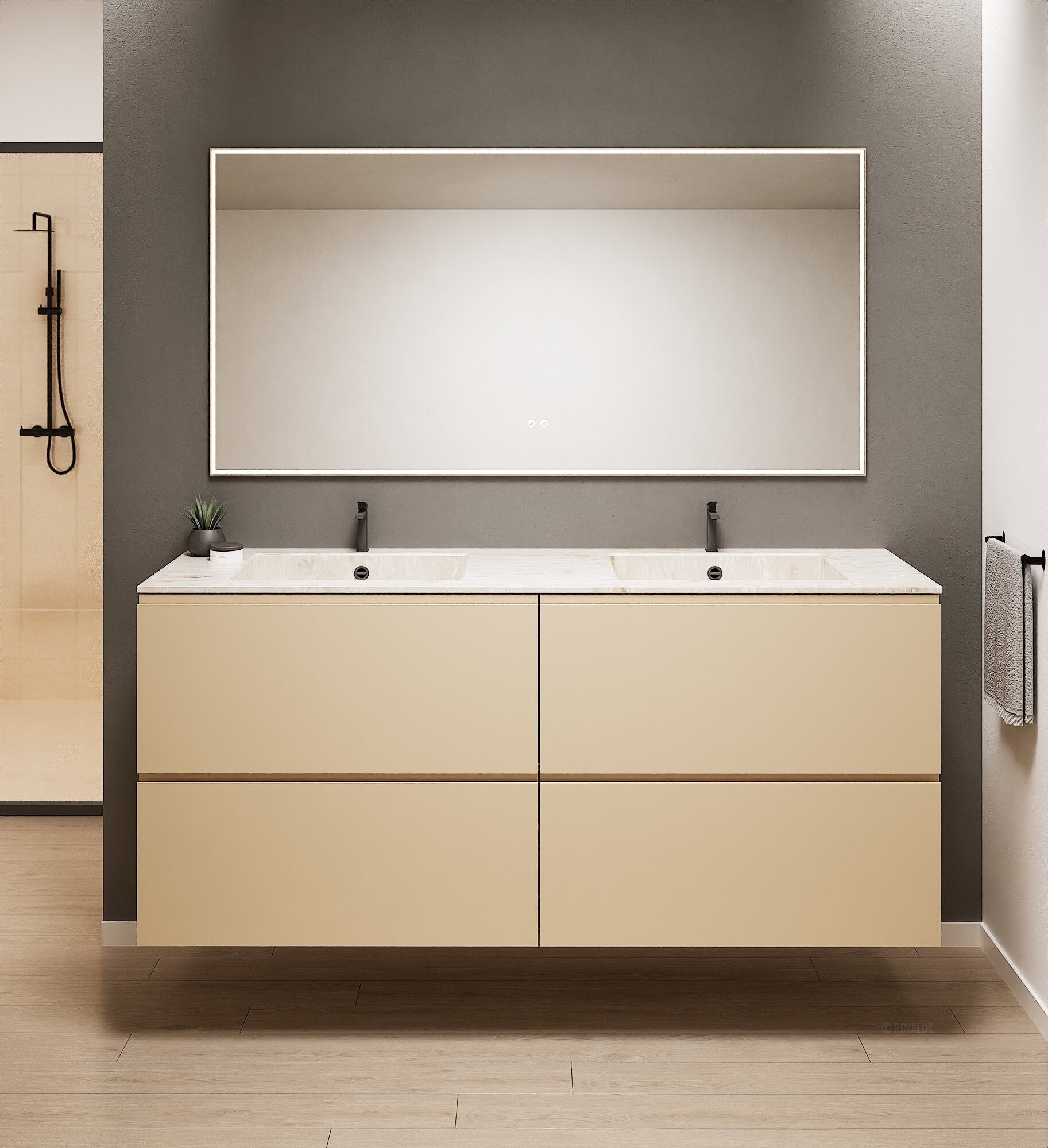 Alba – Double Corian® Basin Unit with 4 Drawers - ROVALUX