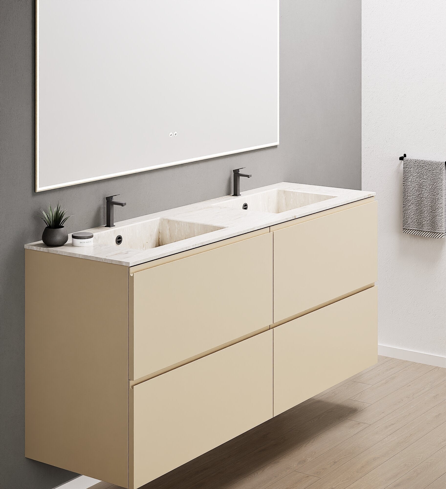 Alba – Double Corian® Basin Unit with 4 Drawers - ROVALUX