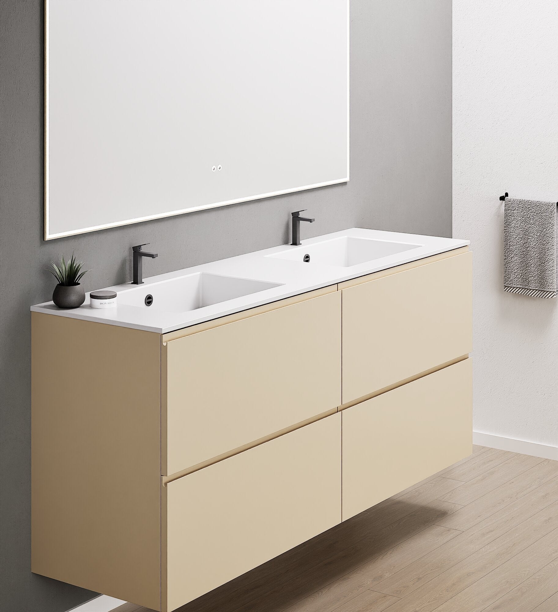Alba – Double Corian® Basin Unit with 4 Drawers - ROVALUX