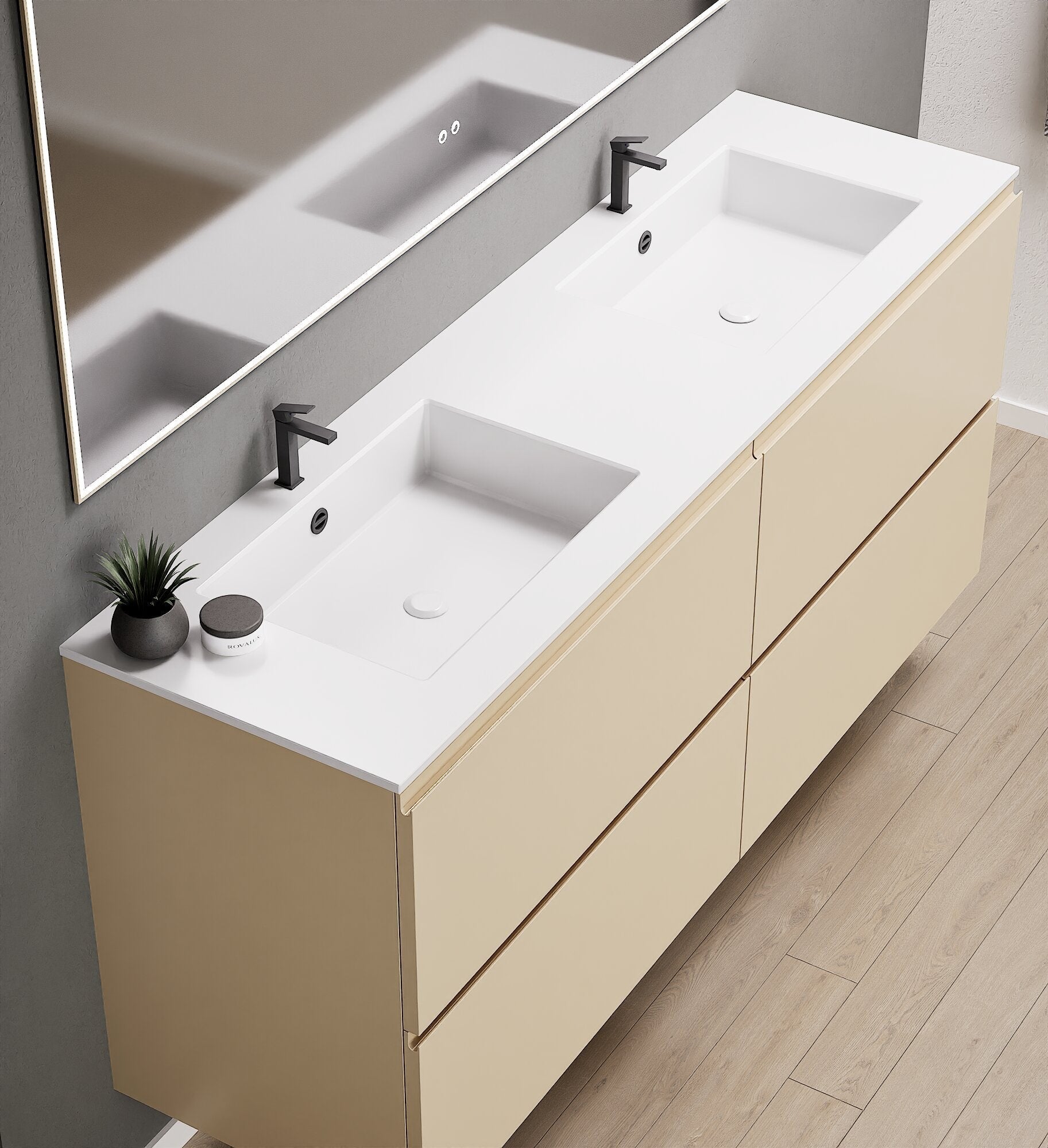 Alba – Double Corian® Basin Unit with 4 Drawers - ROVALUX