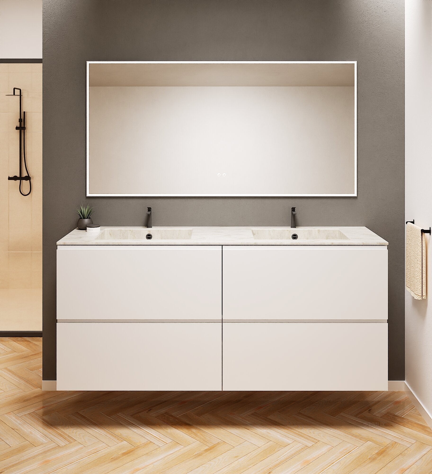 Alba – Double Corian® Basin Unit with 4 Drawers - ROVALUX