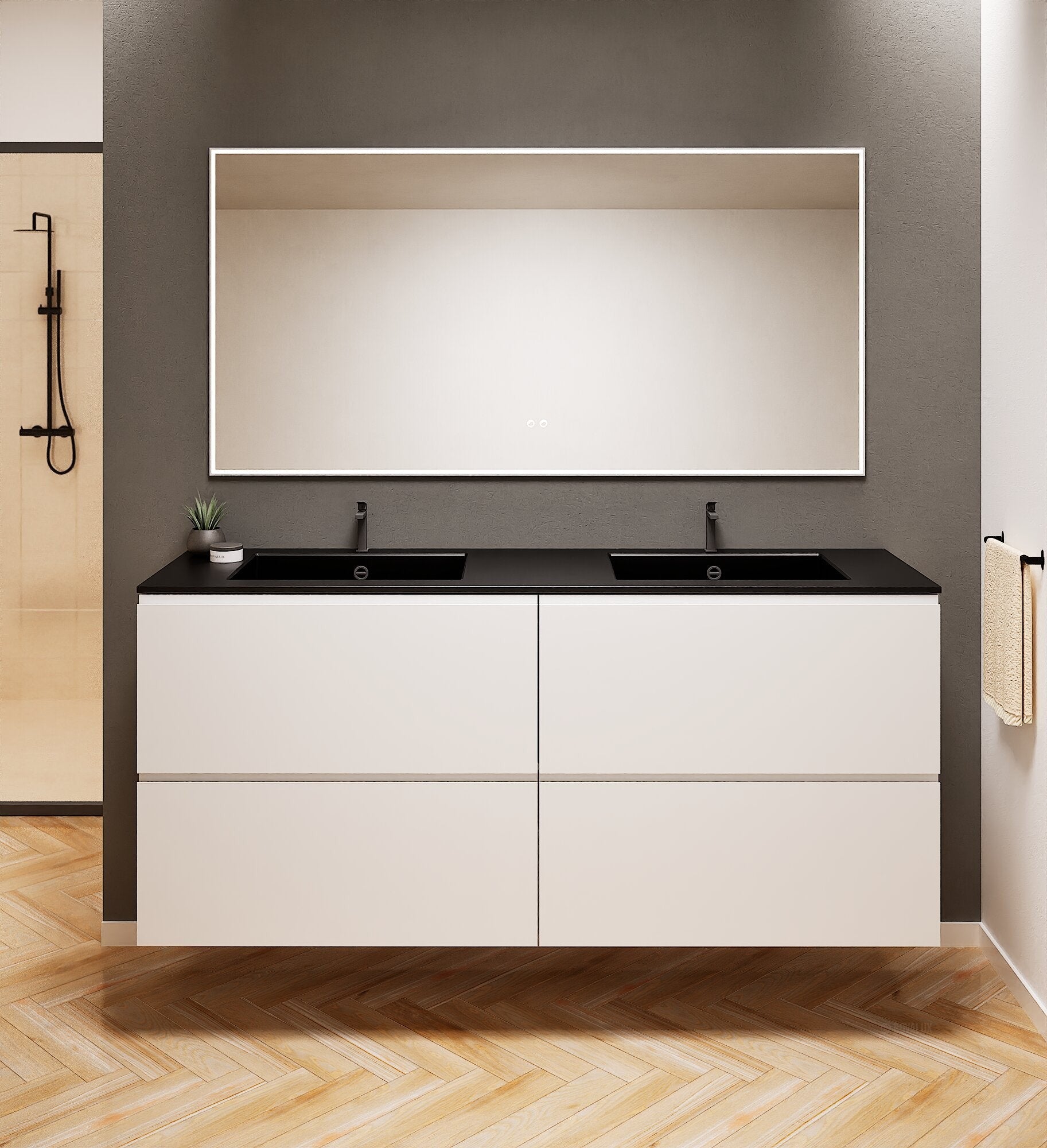 Alba – Double Corian® Basin Unit with 4 Drawers - ROVALUX