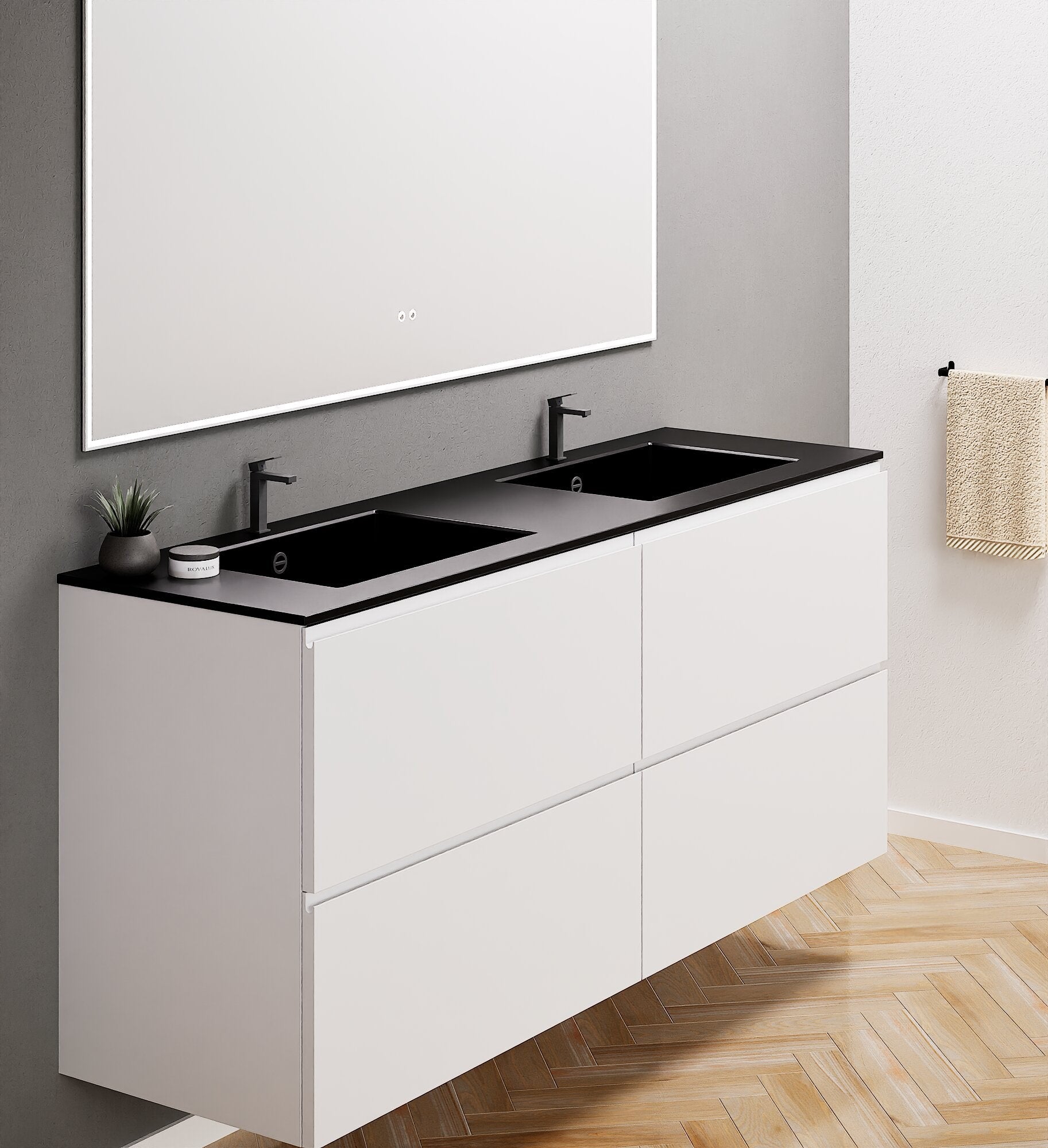Alba – Double Corian® Basin Unit with 4 Drawers - ROVALUX