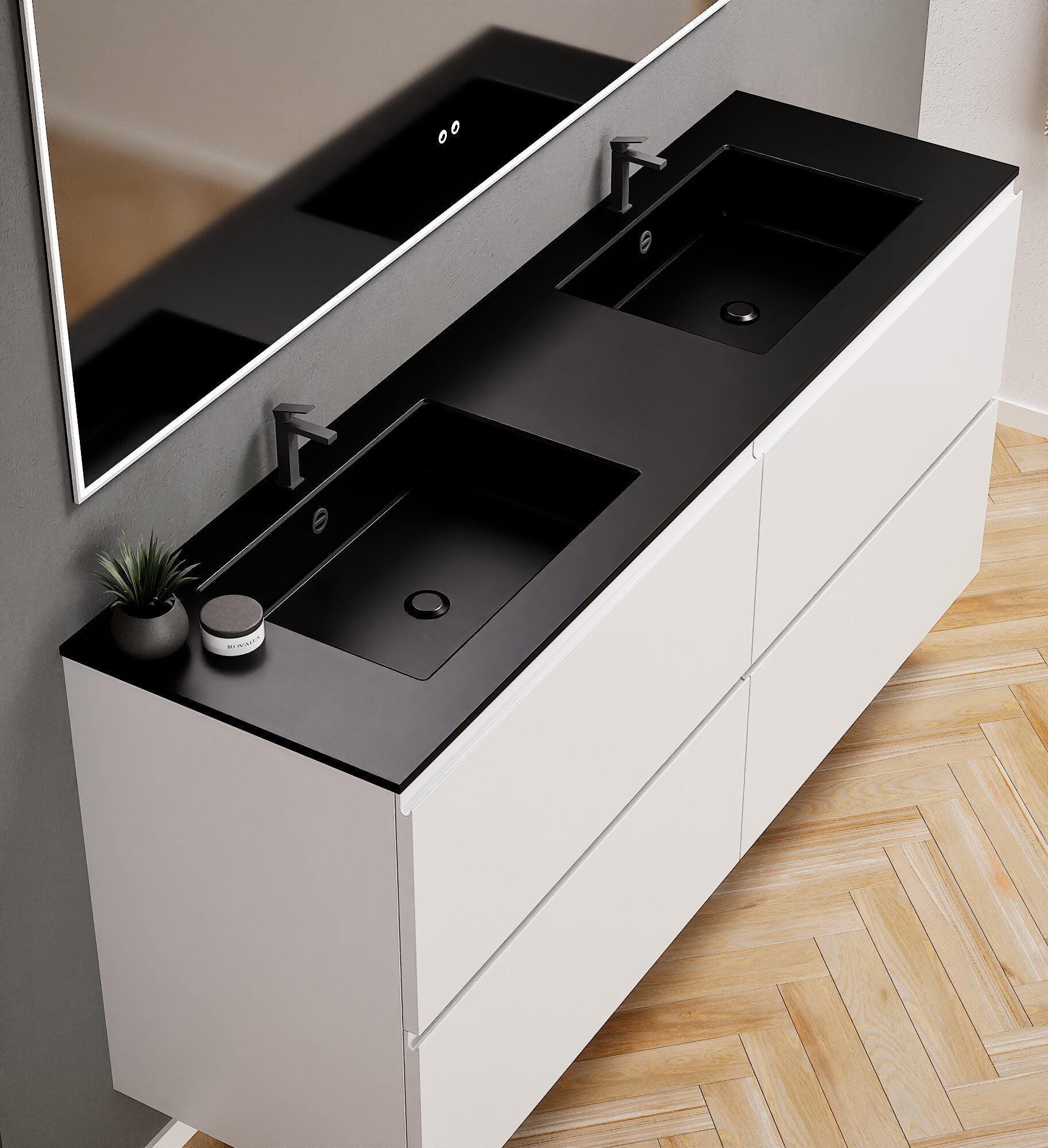 Alba – Double Corian® Basin Unit with 4 Drawers - ROVALUX