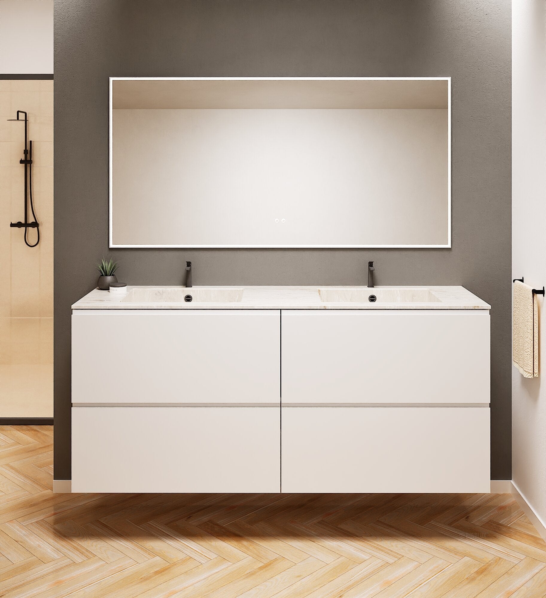 Alba – Double Corian® Basin Unit with 4 Drawers - ROVALUX