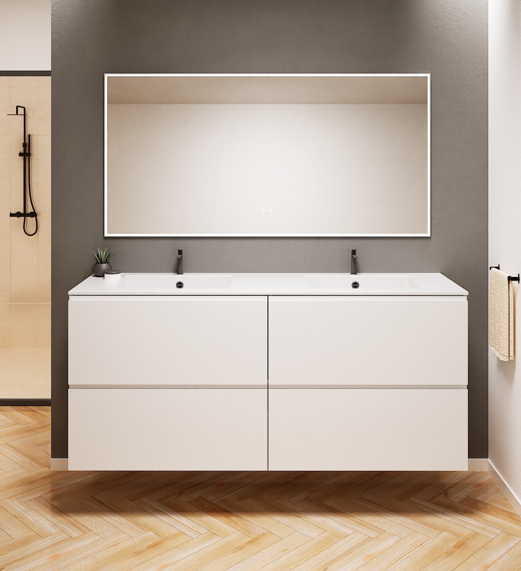 Alba – Double Corian® Basin Unit with 4 Drawers - ROVALUX