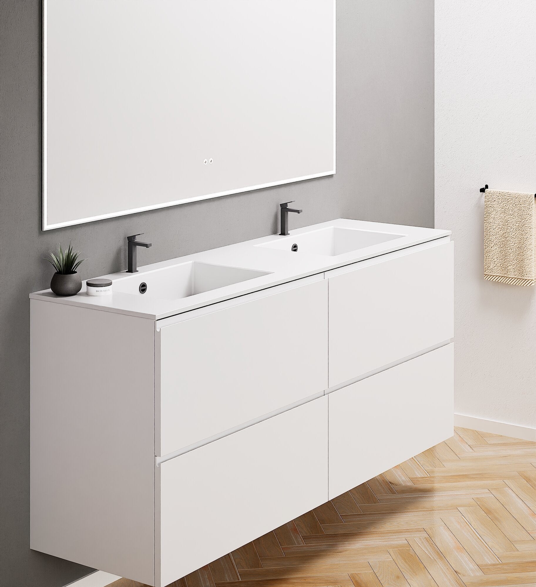 Alba – Double Corian® Basin Unit with 4 Drawers - ROVALUX