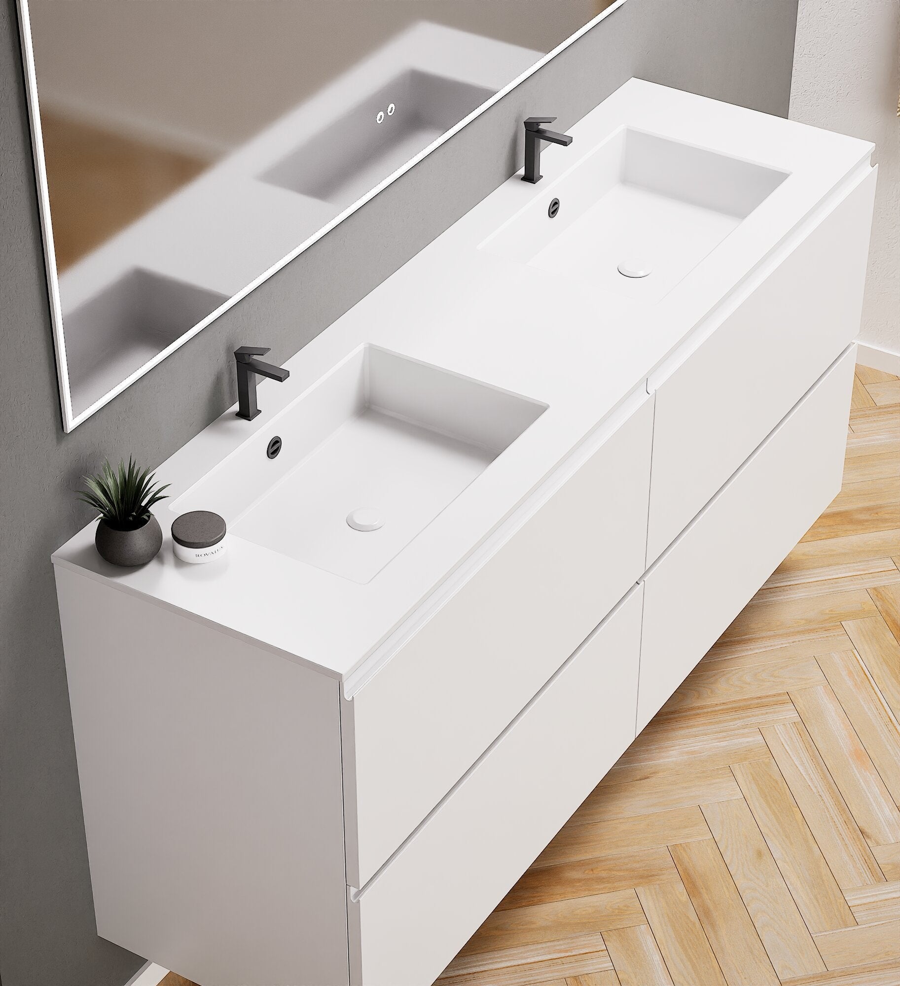 Alba – Double Corian® Basin Unit with 4 Drawers - ROVALUX