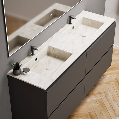 Alba – Double Corian® Basin Unit with 4 Drawers - ROVALUX