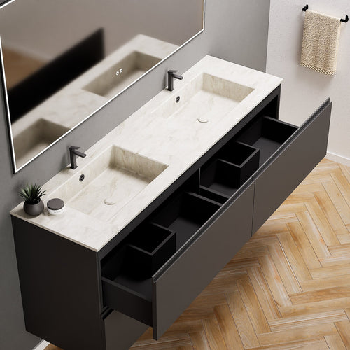 Alba – Double Corian® Basin Unit with 4 Drawers - ROVALUX
