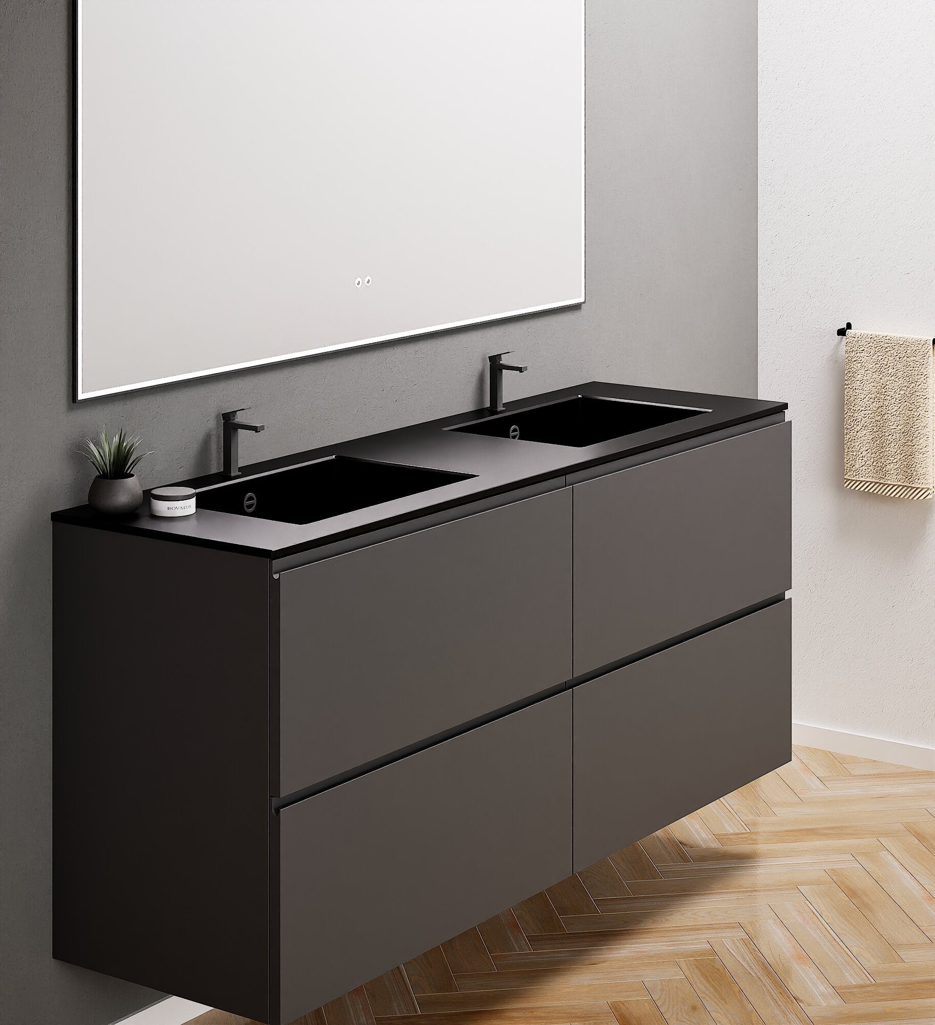 Alba – Double Corian® Basin Unit with 4 Drawers - ROVALUX