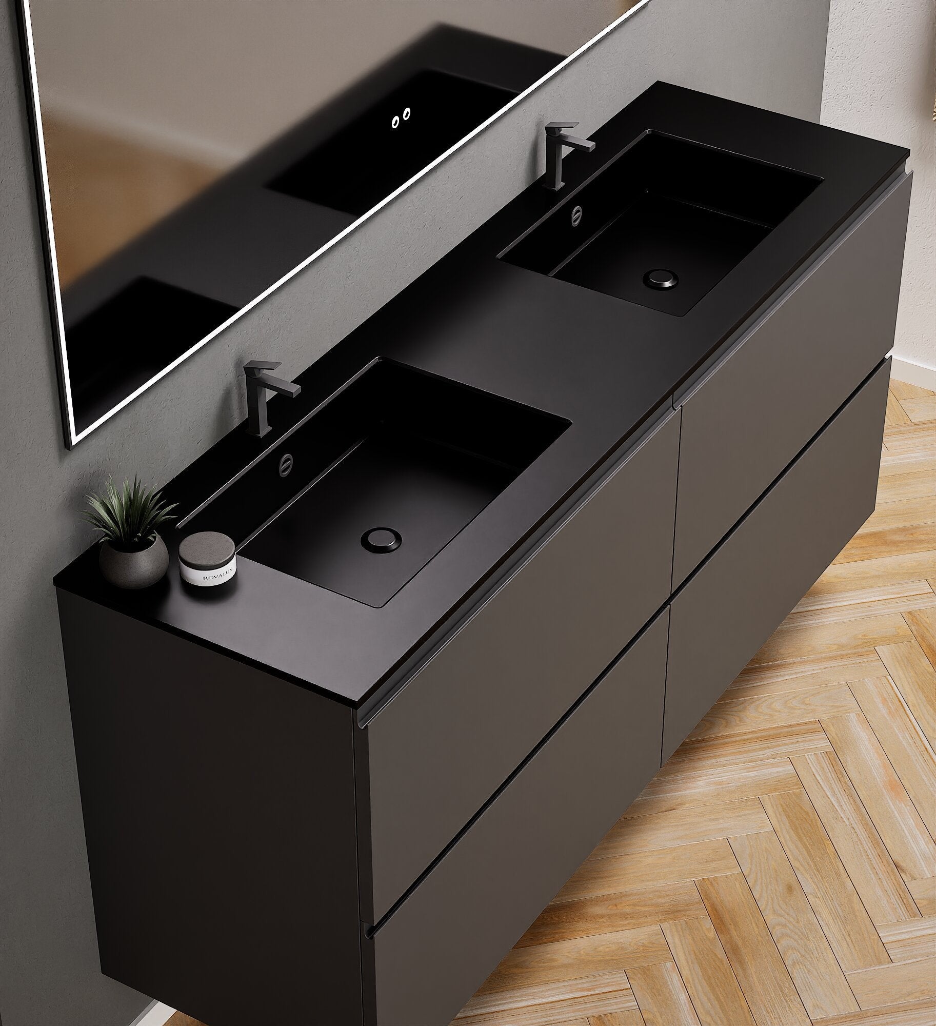 Alba – Double Corian® Basin Unit with 4 Drawers - ROVALUX