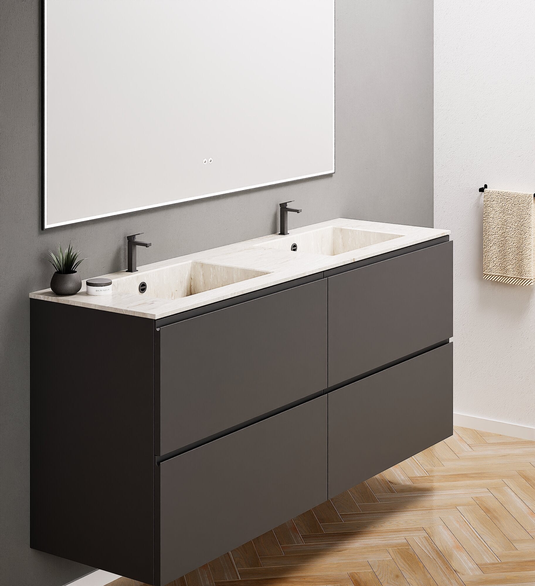 Alba – Double Corian® Basin Unit with 4 Drawers - ROVALUX