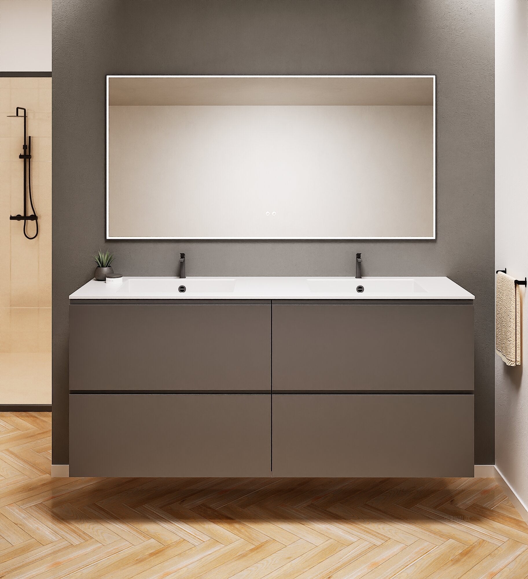 Alba – Double Corian® Basin Unit with 4 Drawers - ROVALUX