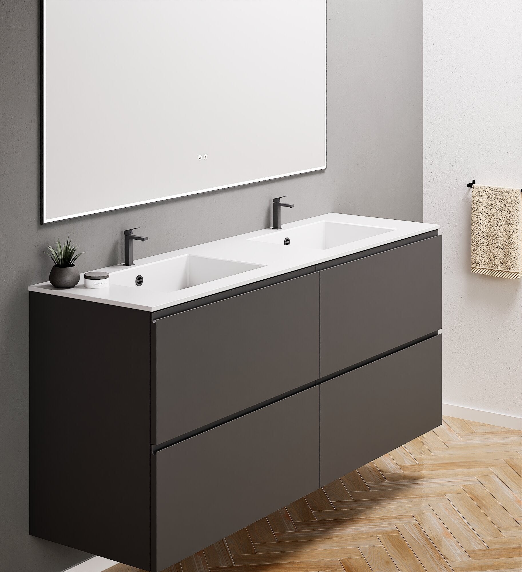 Alba – Double Corian® Basin Unit with 4 Drawers - ROVALUX