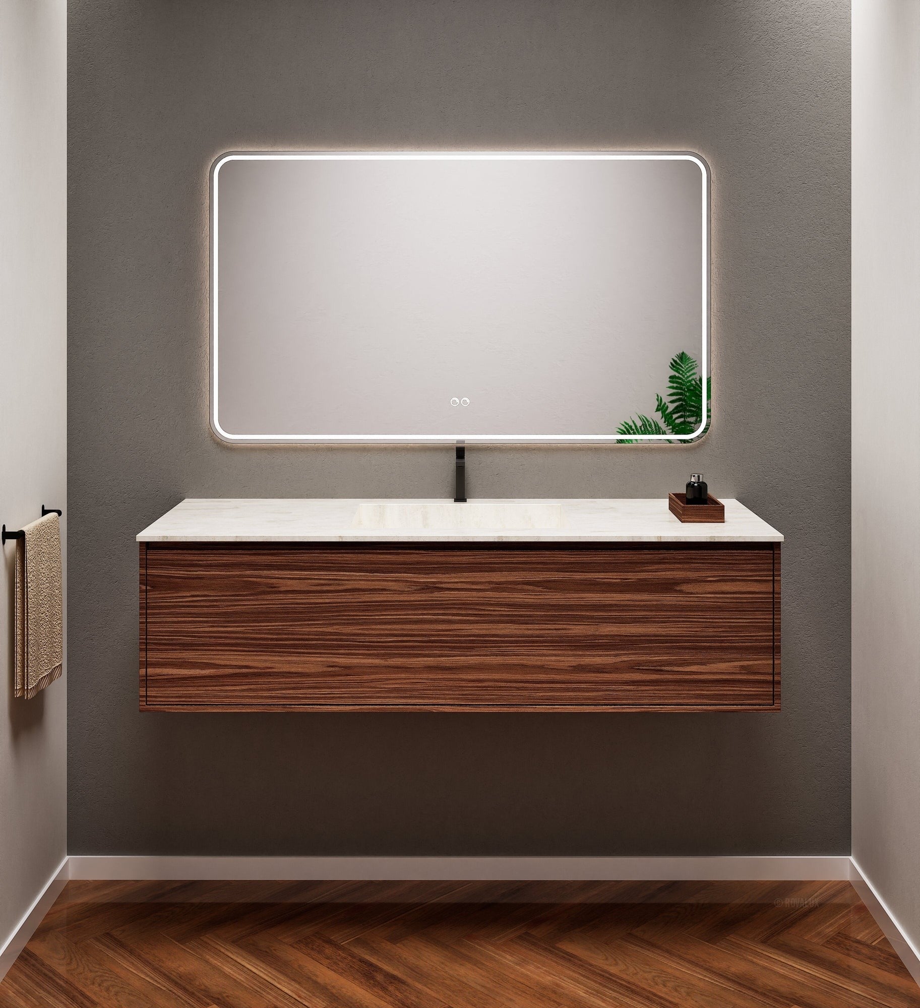 Aurora Frame – Corian® Basin with 1 Drawer Vanity - ROVALUX