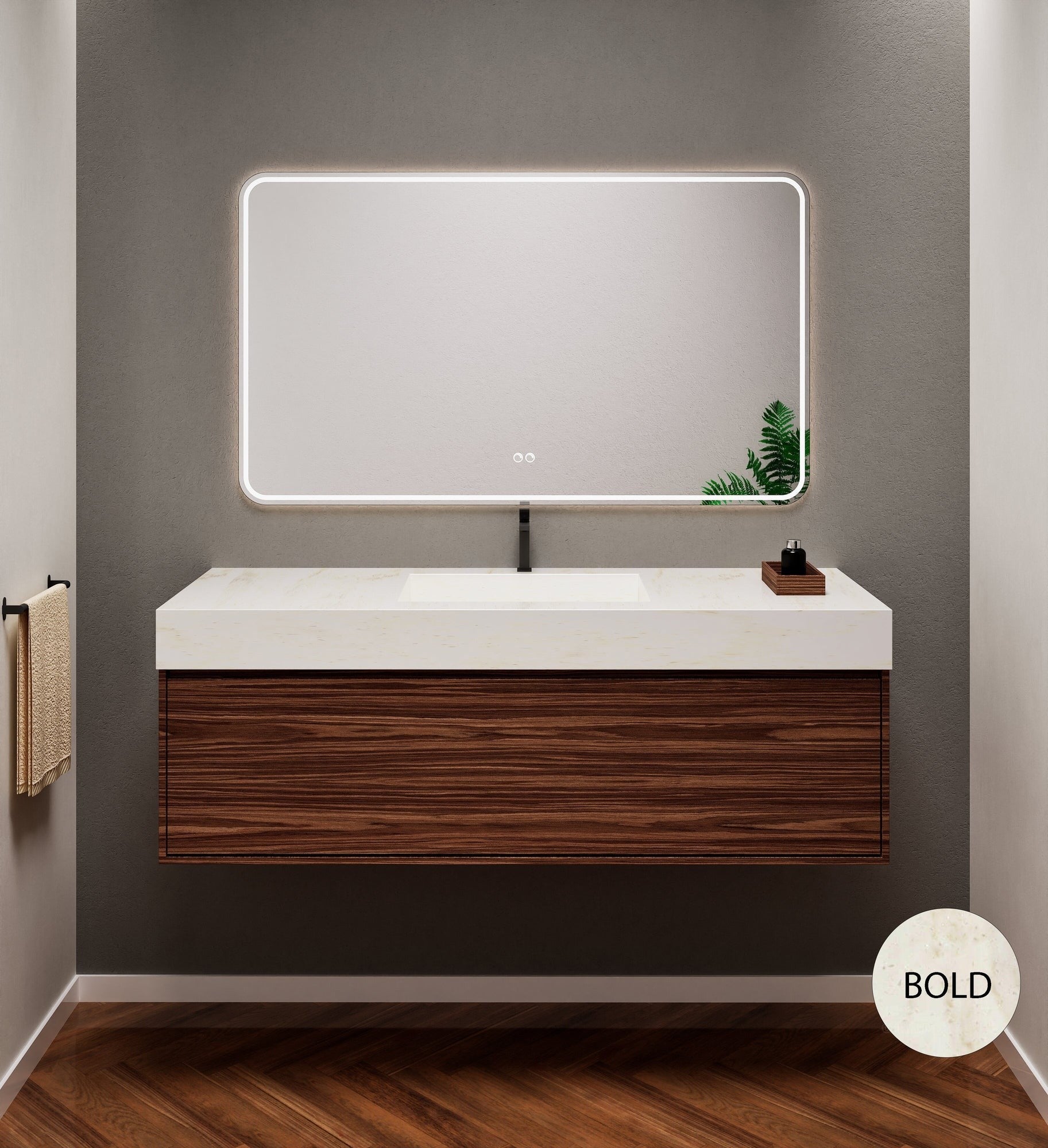 Aurora Frame – Corian® Basin with 1 Drawer Vanity - ROVALUX