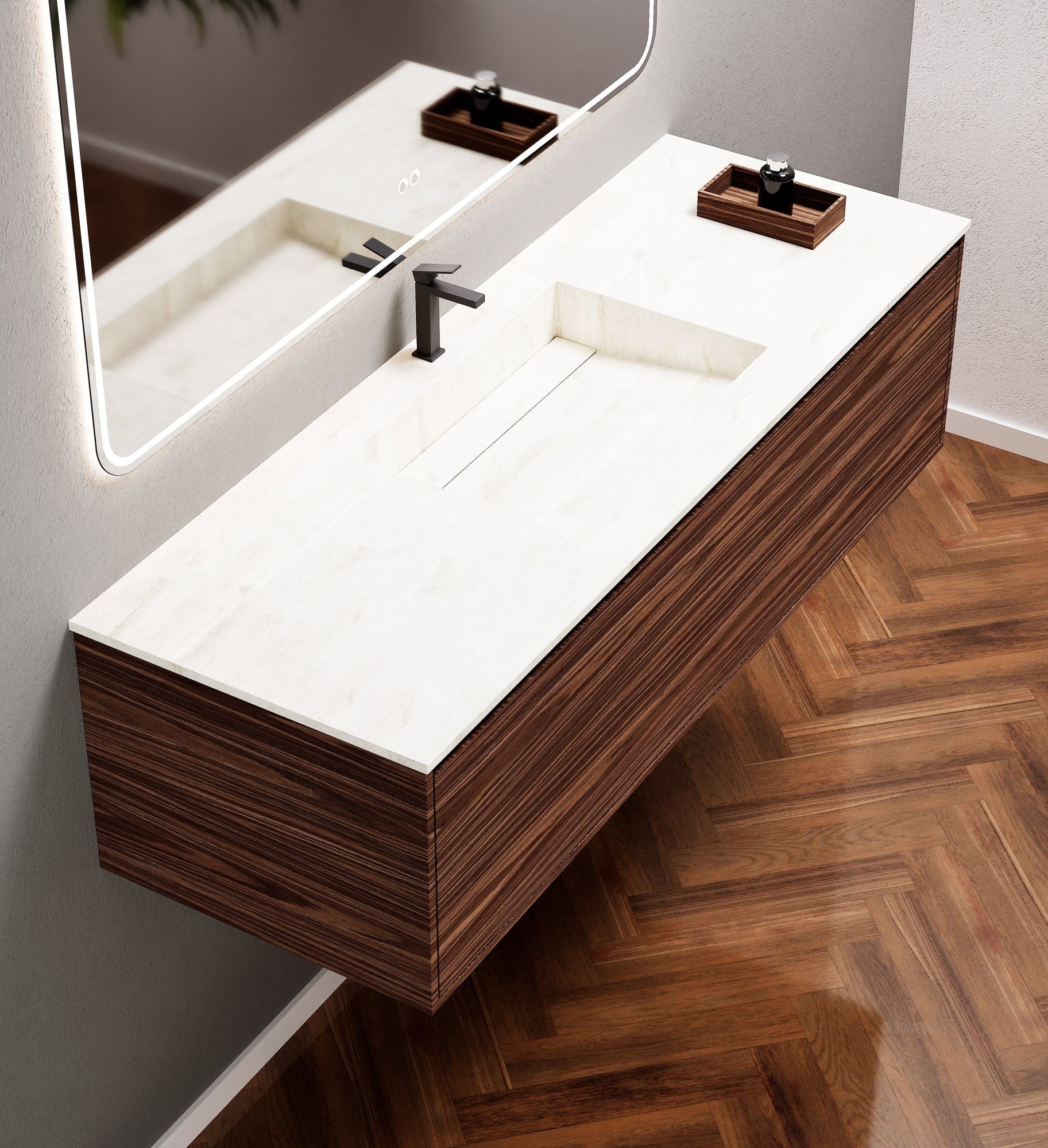 Aurora Frame – Corian® Basin with 1 Drawer Vanity - ROVALUX