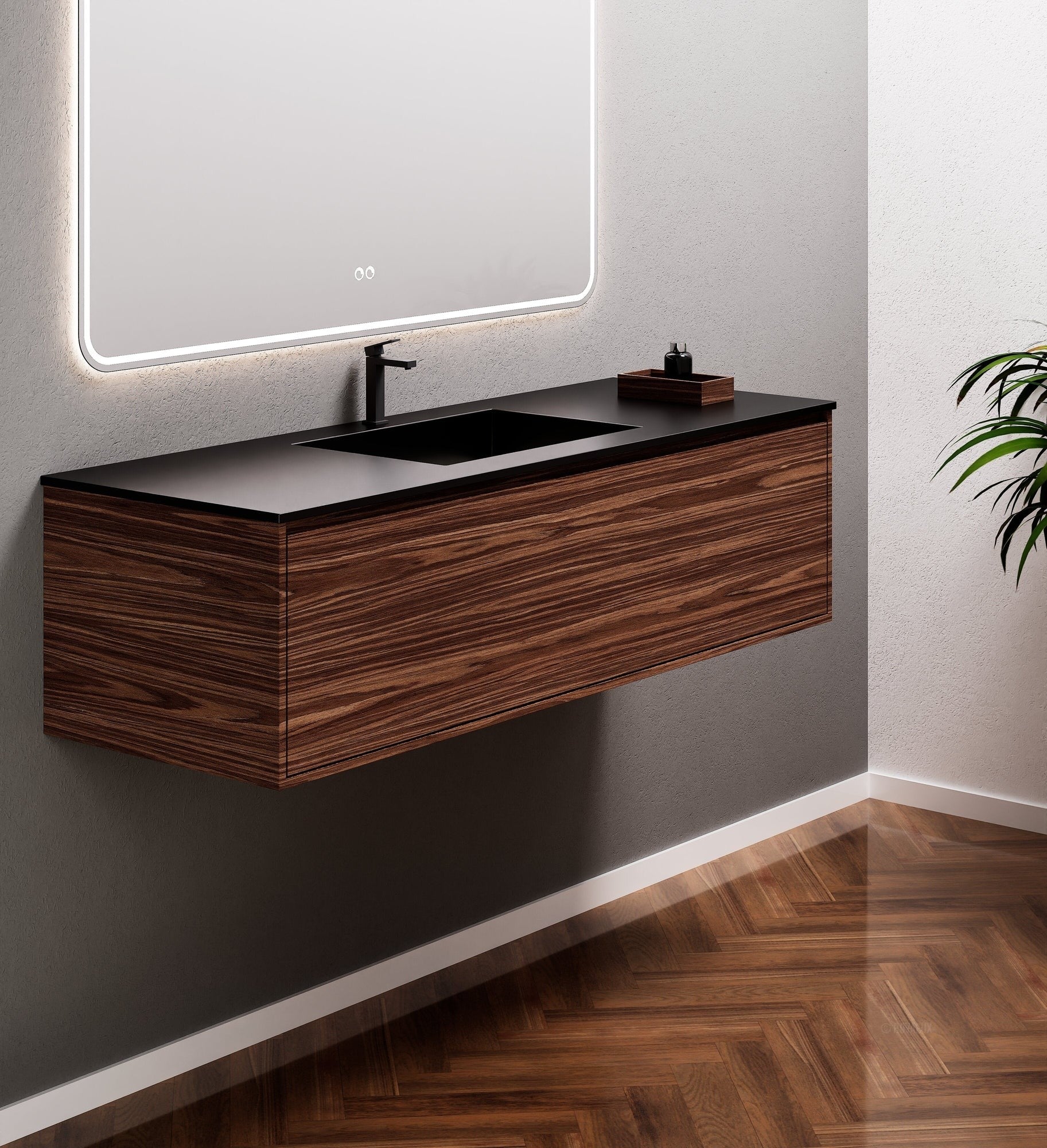 Aurora Frame – Corian® Basin with 1 Drawer Vanity - ROVALUX