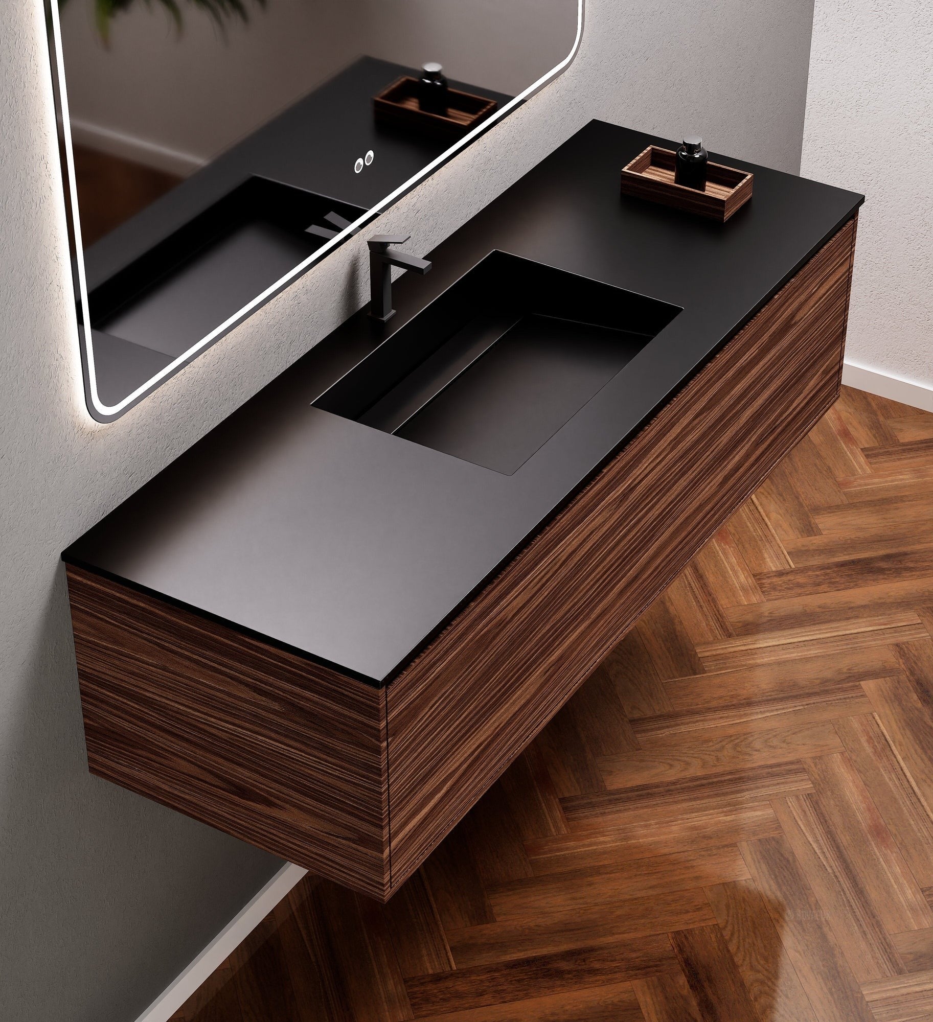 Aurora Frame – Corian® Basin with 1 Drawer Vanity - ROVALUX