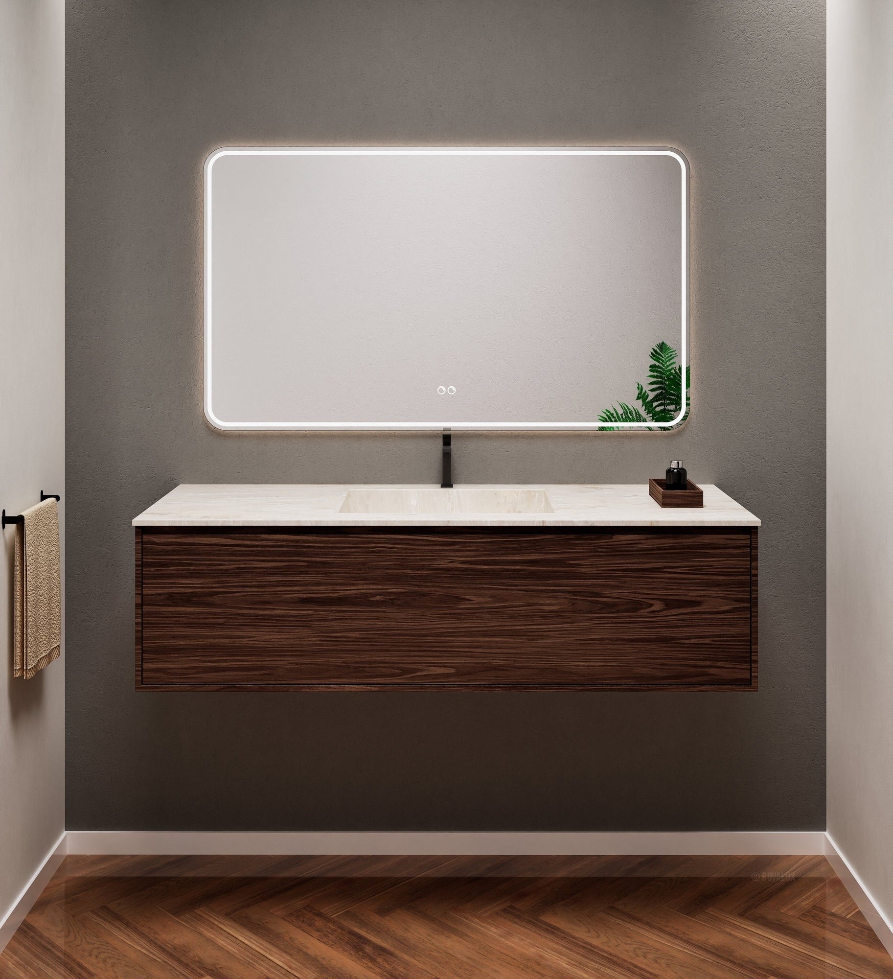 Aurora Frame – Corian® Basin with 1 Drawer Vanity - ROVALUX