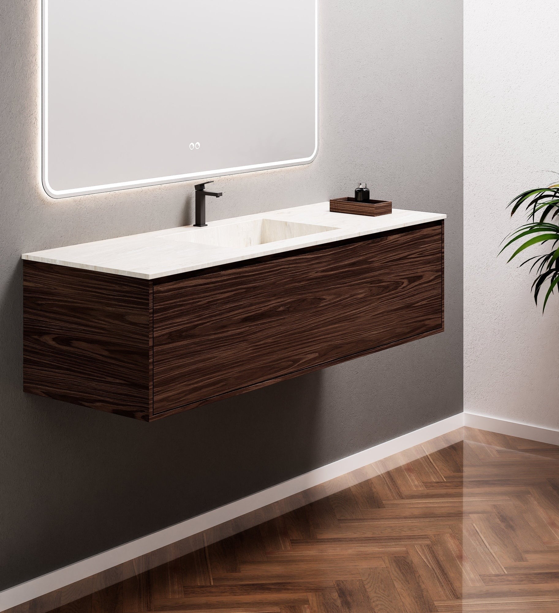 Aurora Frame – Corian® Basin with 1 Drawer Vanity - ROVALUX