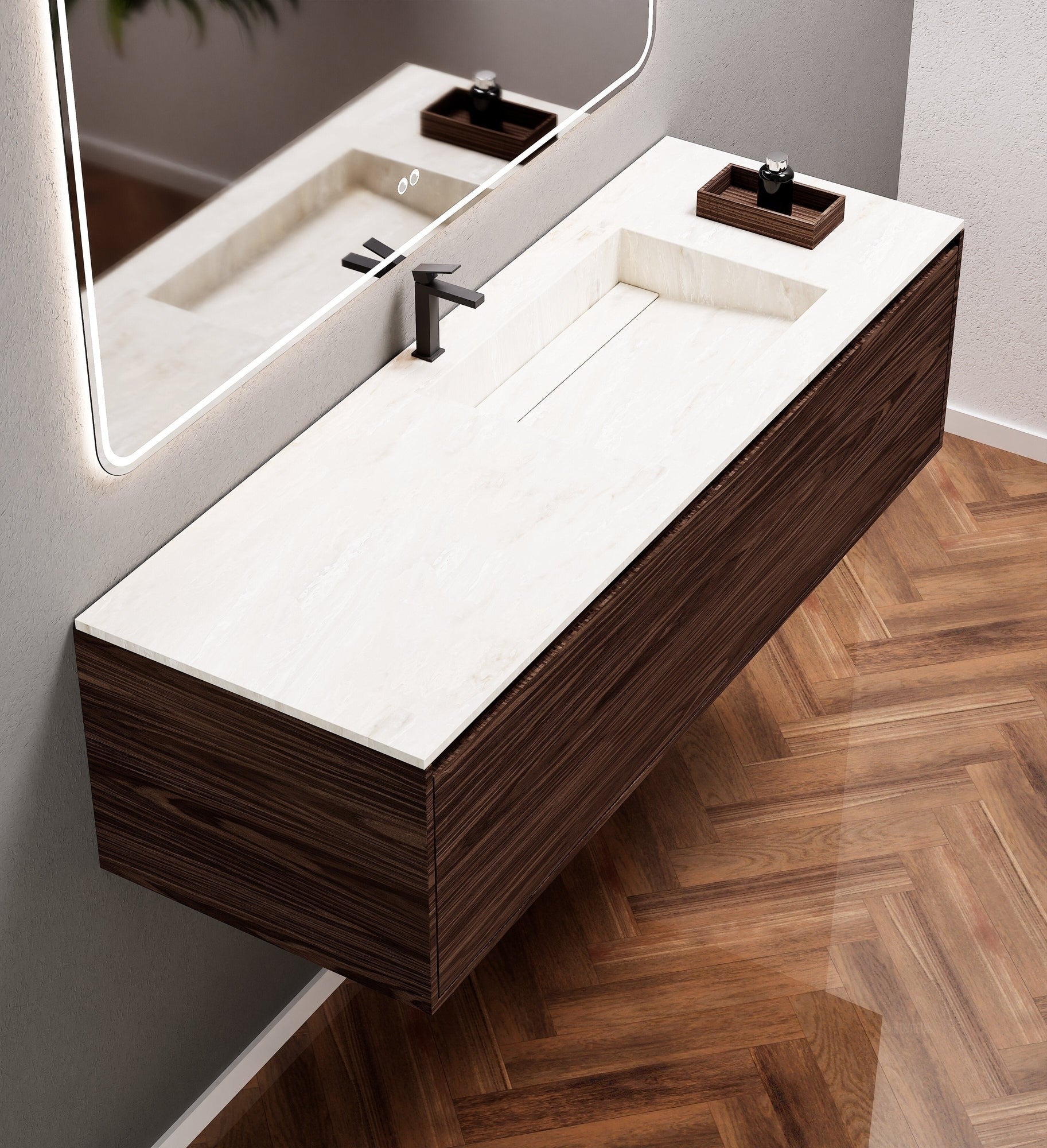 Aurora Frame – Corian® Basin with 1 Drawer Vanity - ROVALUX