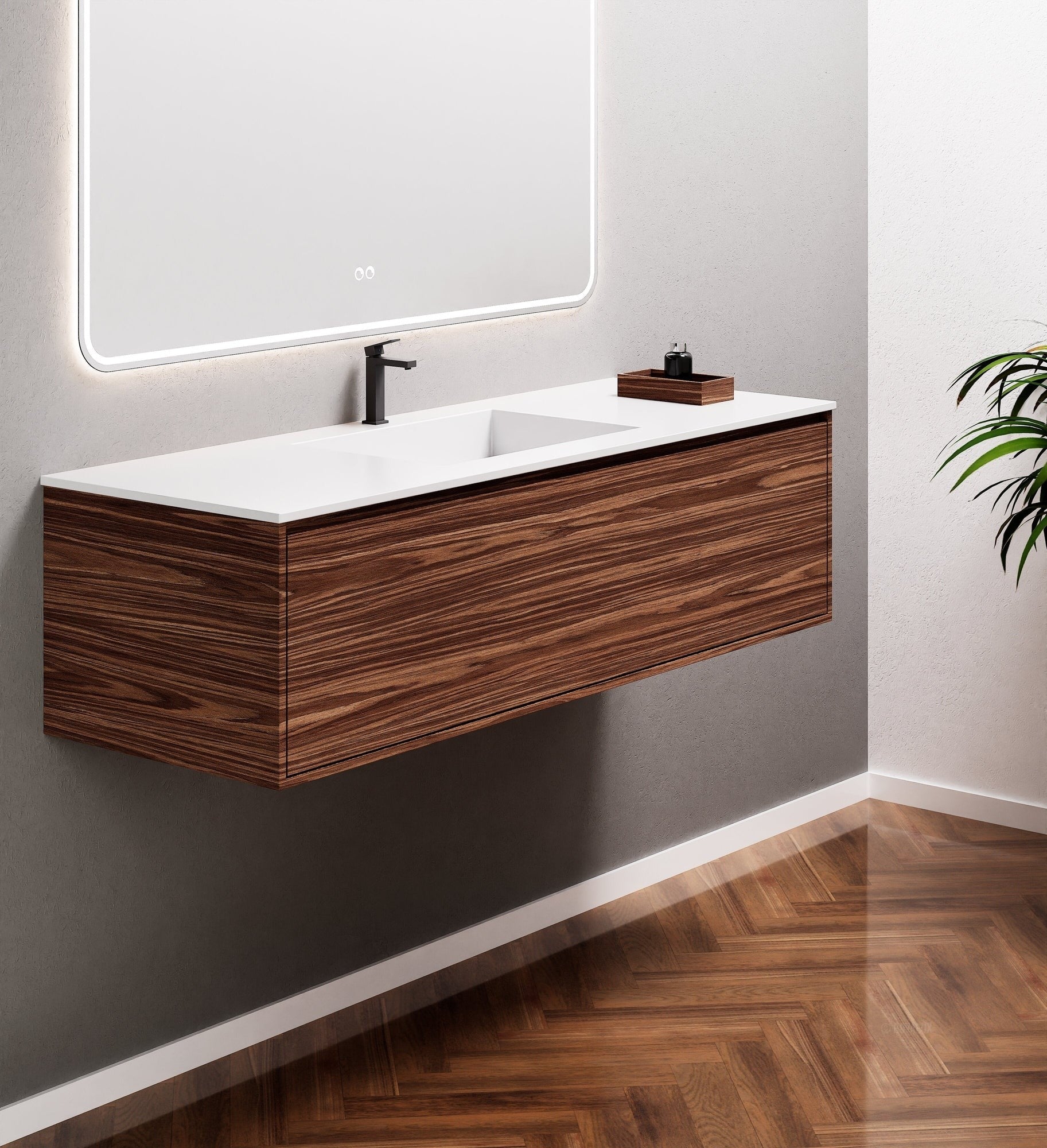 Aurora Frame – Corian® Basin with 1 Drawer Vanity - ROVALUX