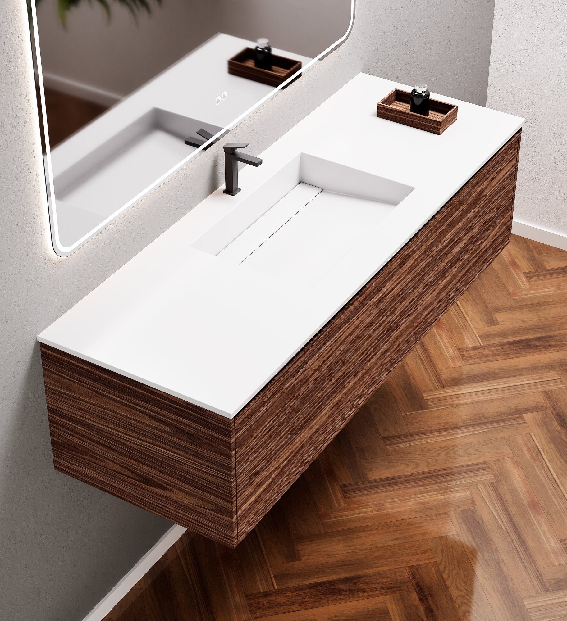Aurora Frame – Corian® Basin with 1 Drawer Vanity - ROVALUX