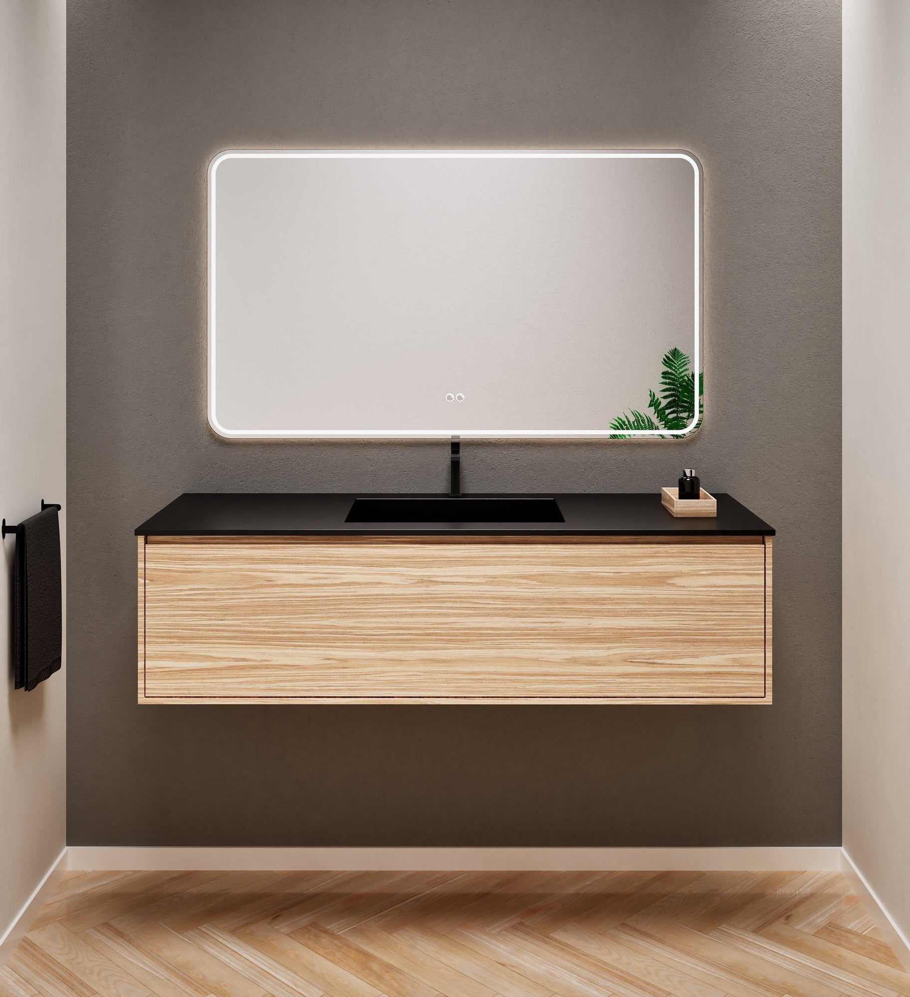 Aurora Frame – Corian® Basin with 1 Drawer Vanity - ROVALUX