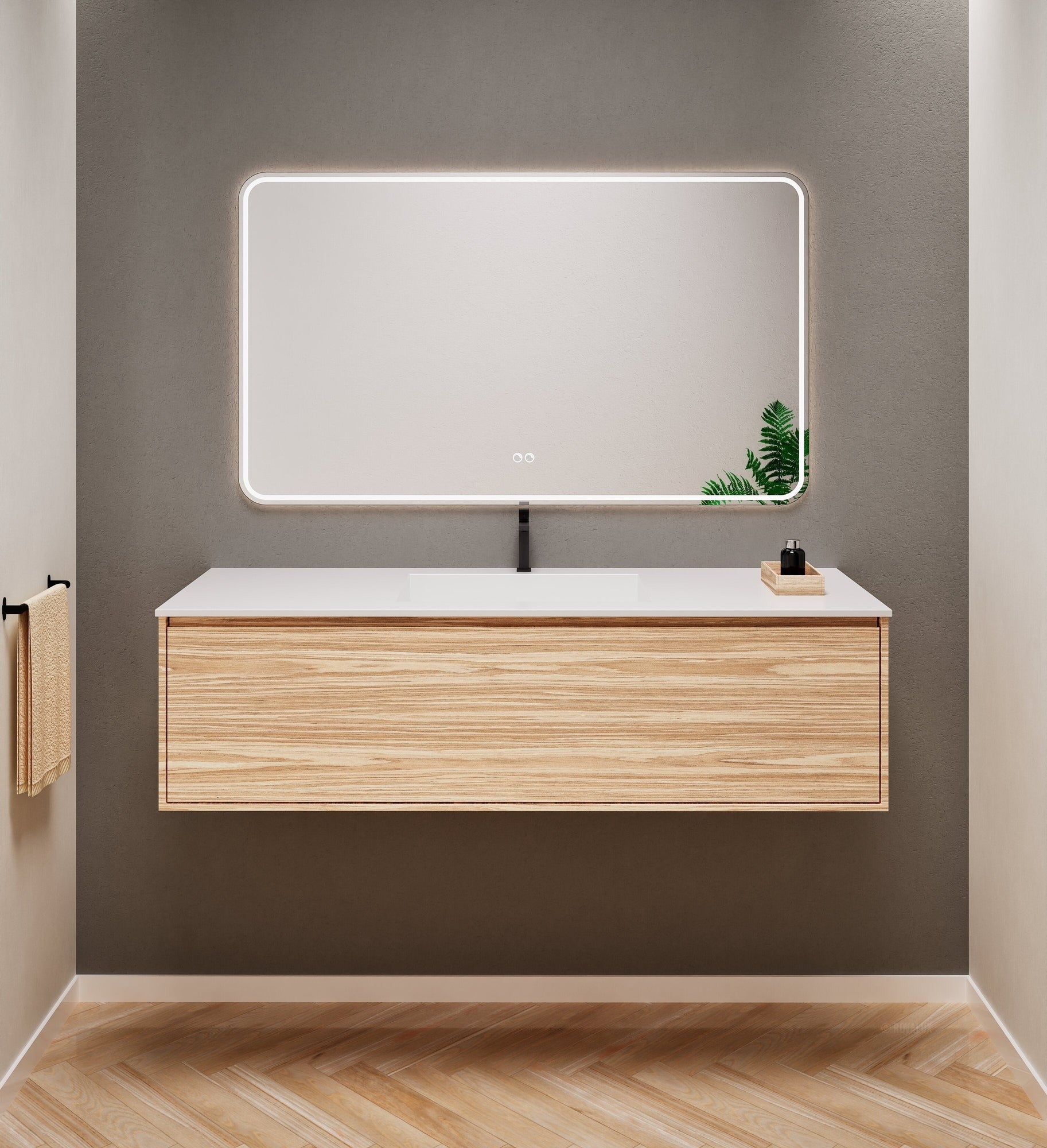 Aurora Frame – Corian® Basin with 1 Drawer Vanity - ROVALUX