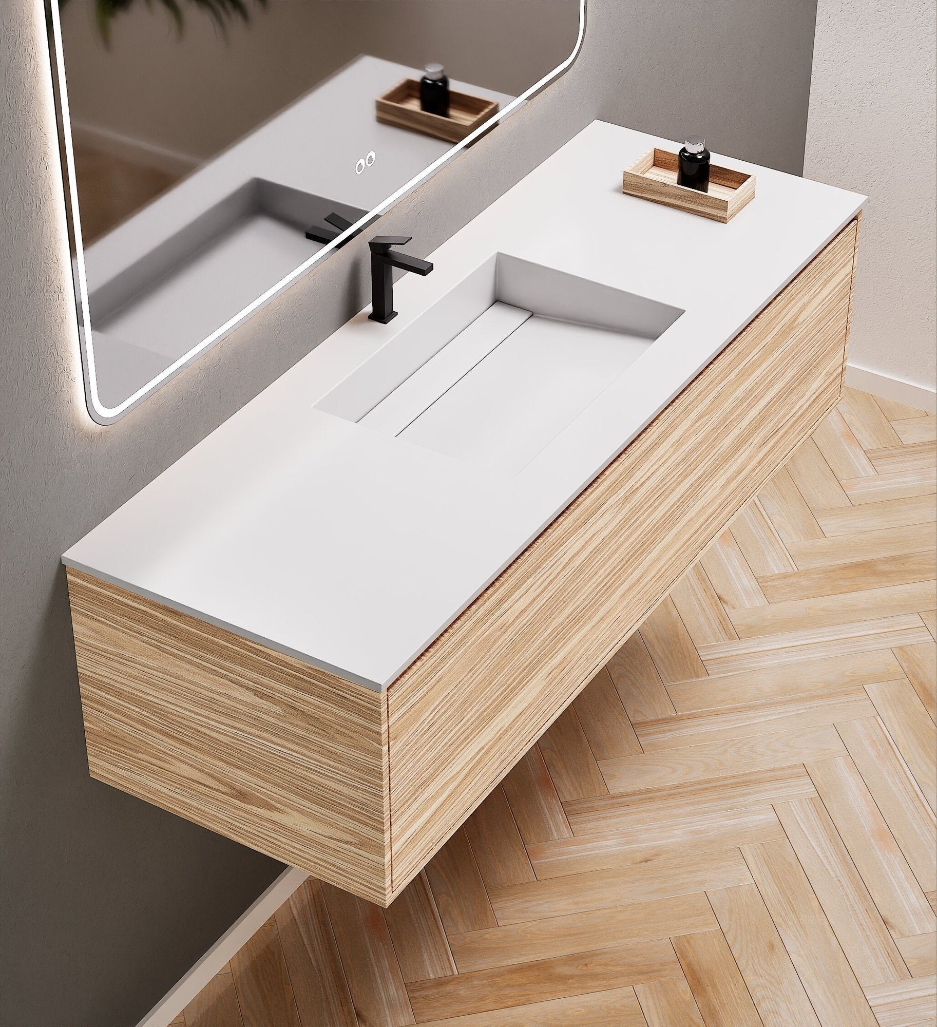 Aurora Frame – Corian® Basin with 1 Drawer Vanity - ROVALUX