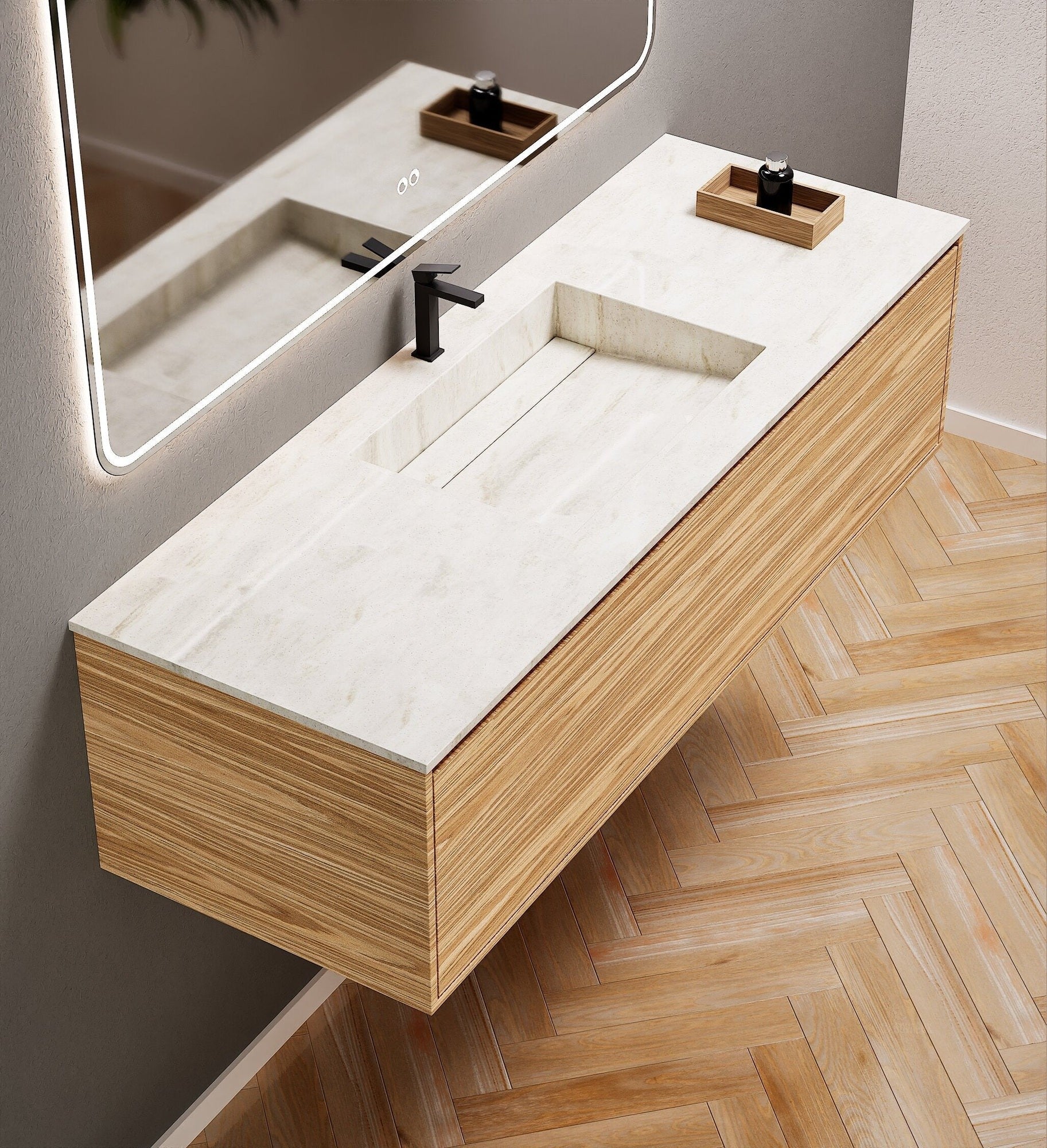 Aurora Frame – Corian® Basin with 1 Drawer Vanity - ROVALUX