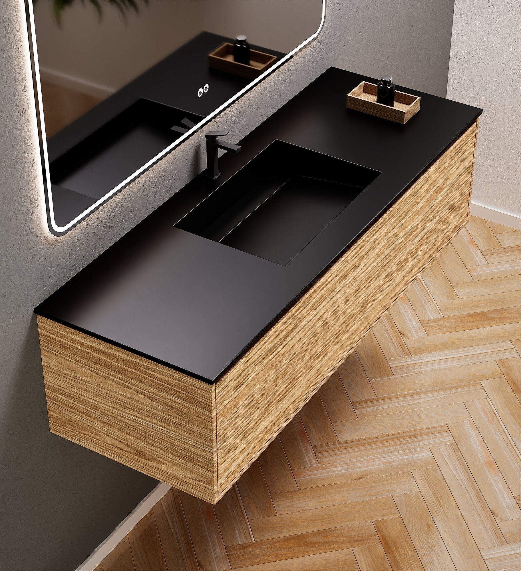 Aurora Frame – Corian® Basin with 1 Drawer Vanity - ROVALUX