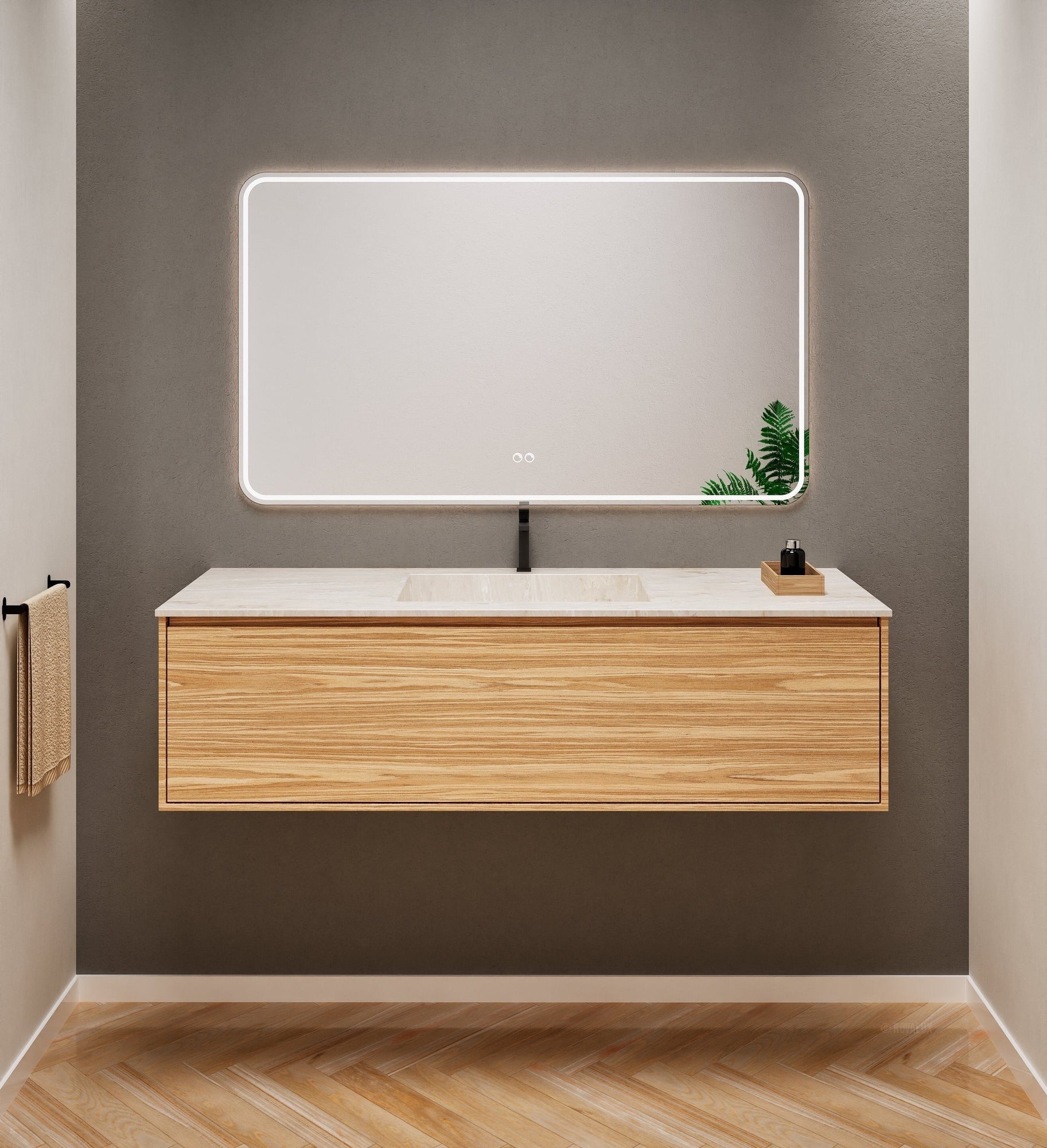 Aurora Frame – Corian® Basin with 1 Drawer Vanity - ROVALUX