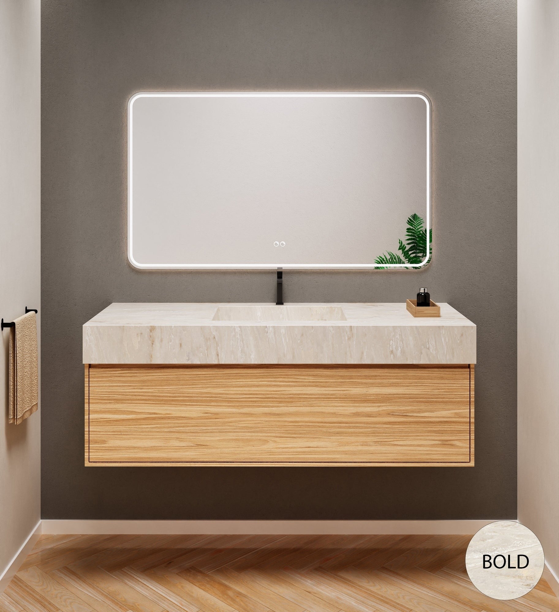 Aurora Frame – Corian® Basin with 1 Drawer Vanity - ROVALUX