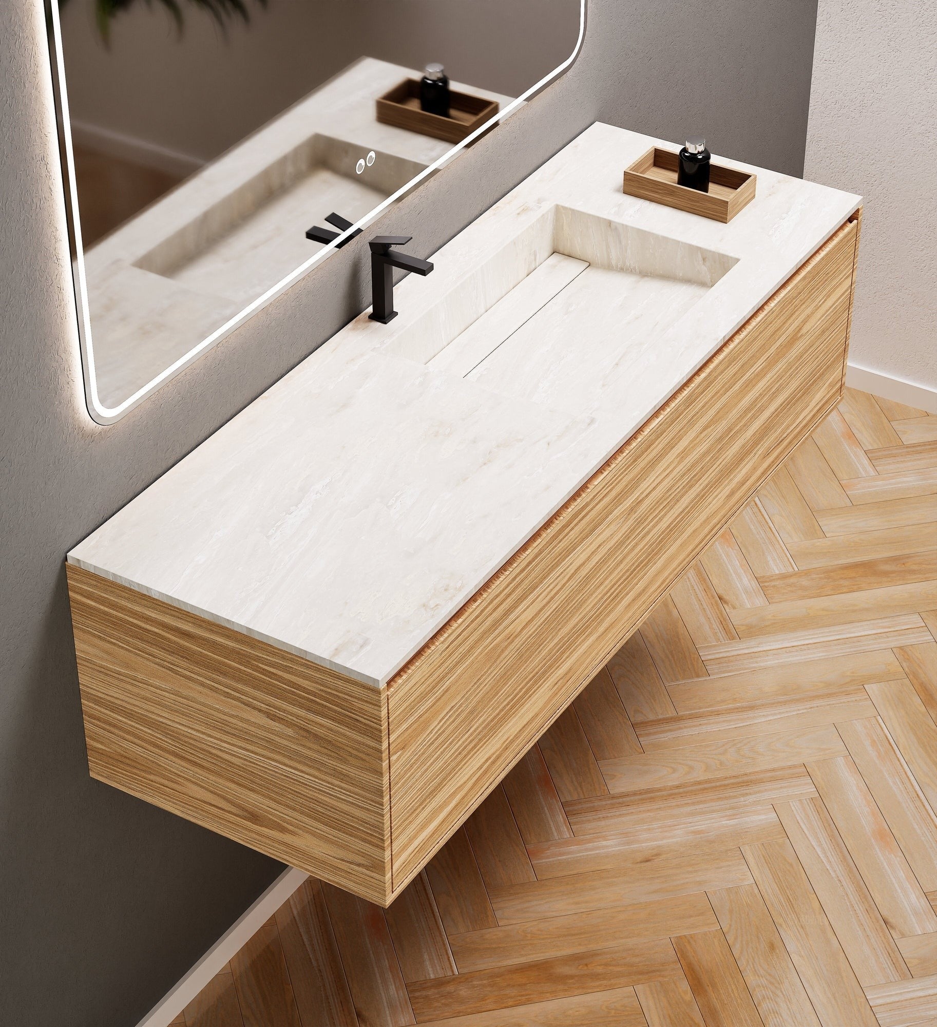 Aurora Frame – Corian® Basin with 1 Drawer Vanity - ROVALUX