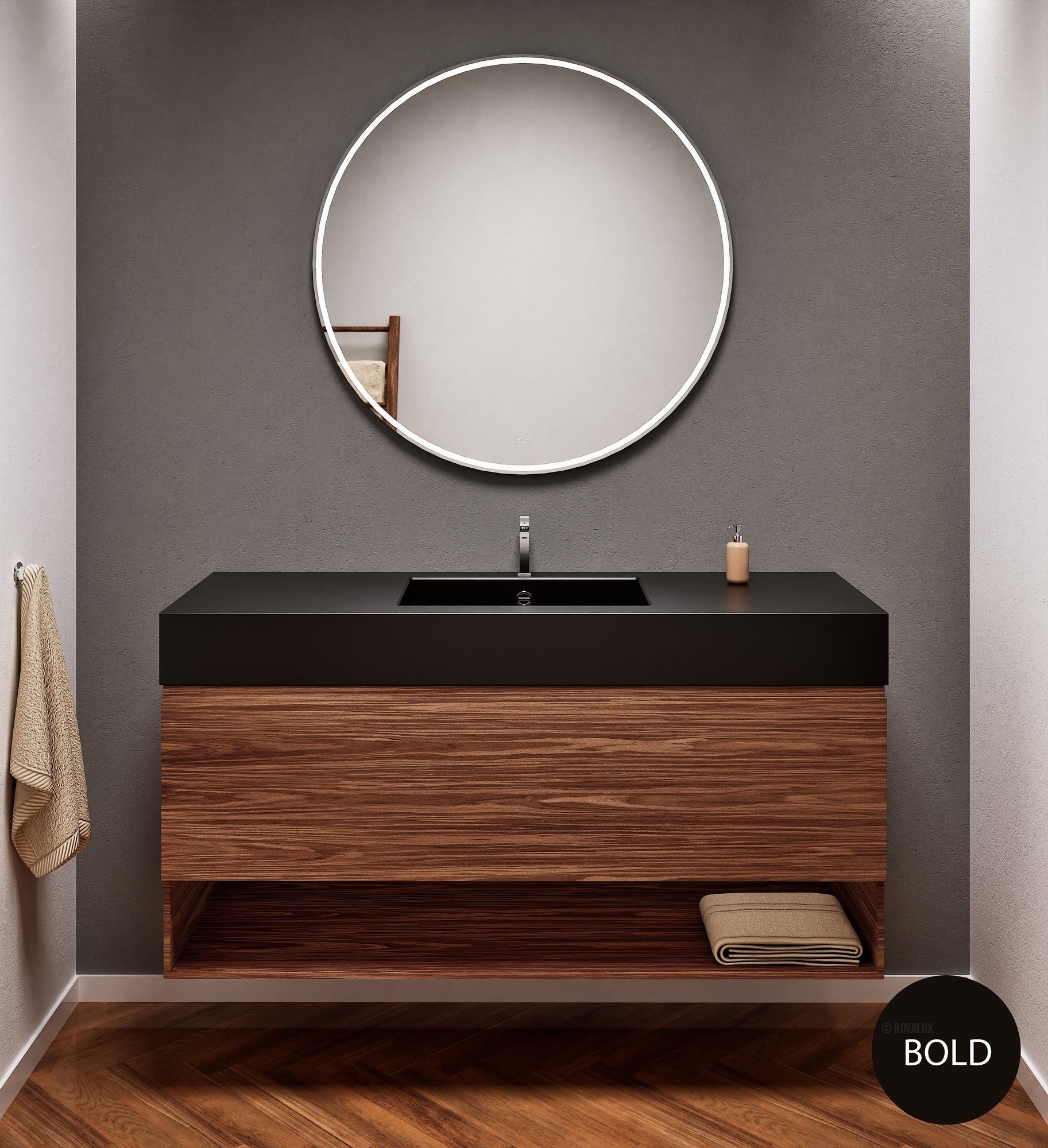 Aurora – Corian® Basin Unit with 1 Drawer and Bottom Shelf - ROVALUX