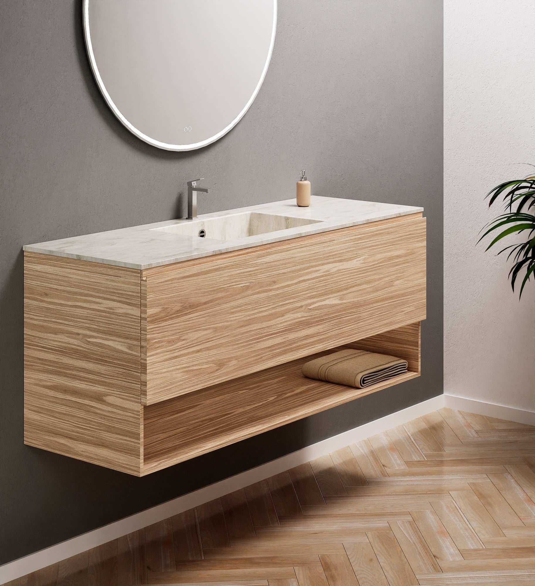 Aurora – Corian® Basin Unit with 1 Drawer and Bottom Shelf - ROVALUX