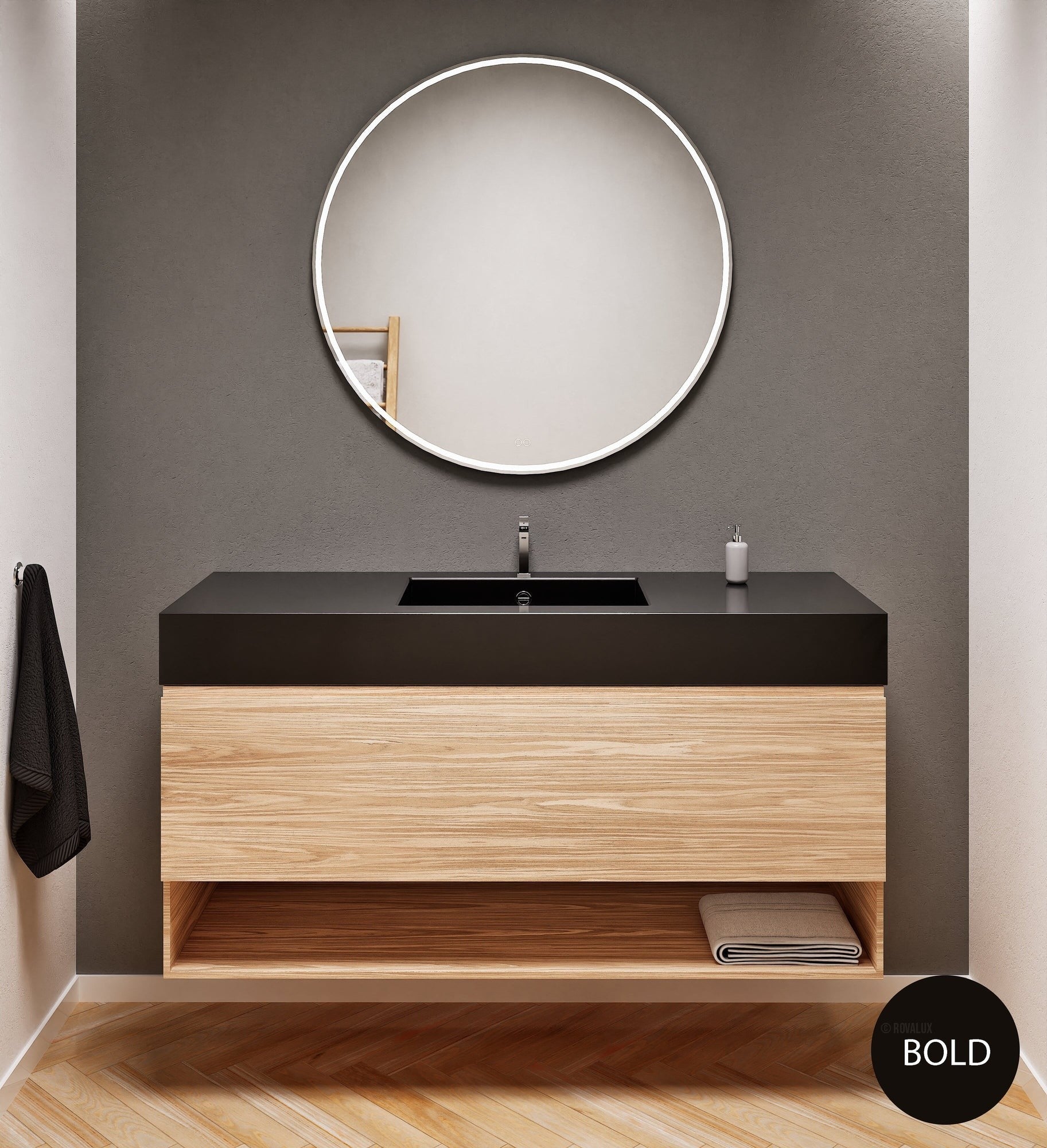 Aurora – Corian® Basin Unit with 1 Drawer and Bottom Shelf - ROVALUX