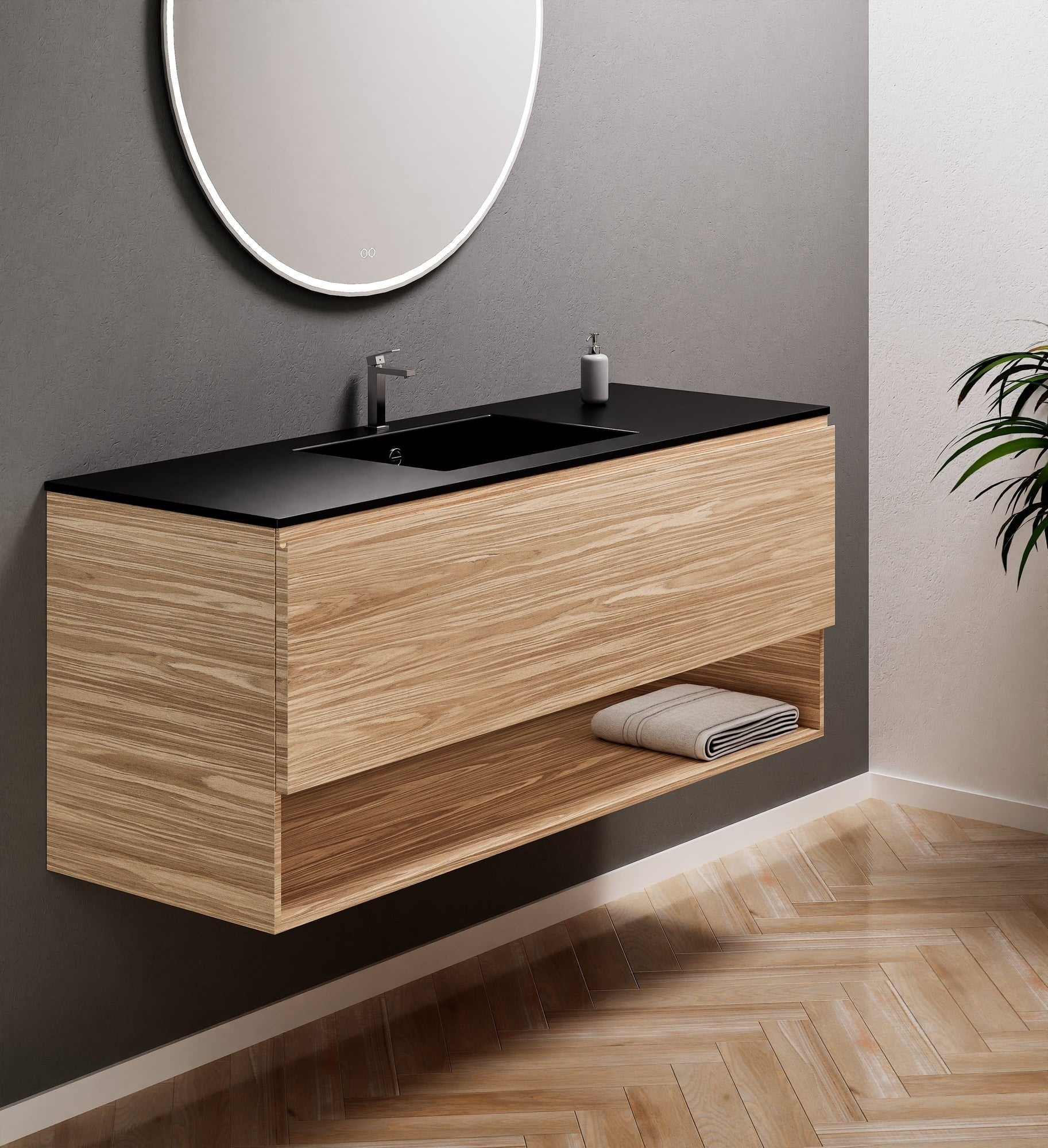 Aurora – Corian® Basin Unit with 1 Drawer and Bottom Shelf - ROVALUX