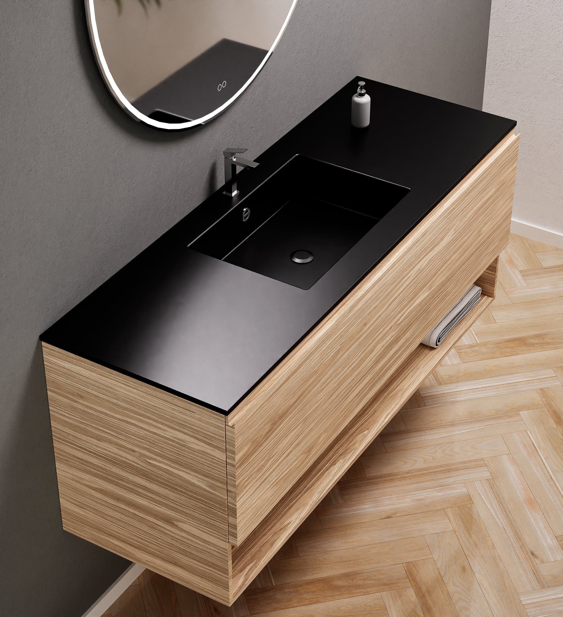 Aurora – Corian® Basin Unit with 1 Drawer and Bottom Shelf - ROVALUX