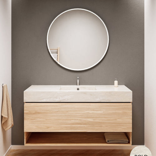 Aurora – Corian® Basin Unit with 1 Drawer and Bottom Shelf - ROVALUX