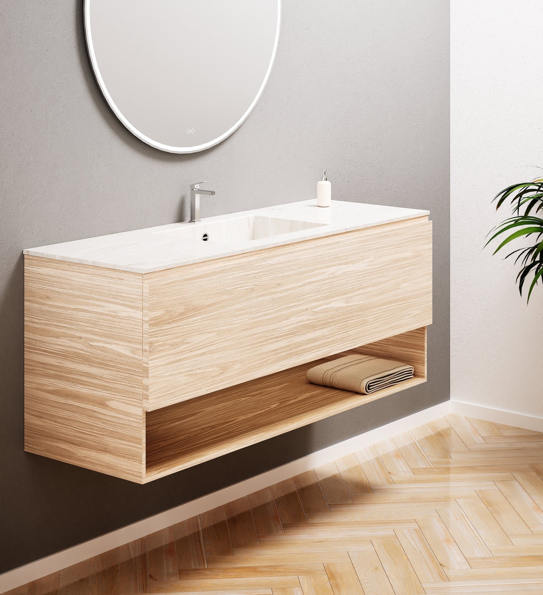 Aurora – Corian® Basin Unit with 1 Drawer and Bottom Shelf - ROVALUX
