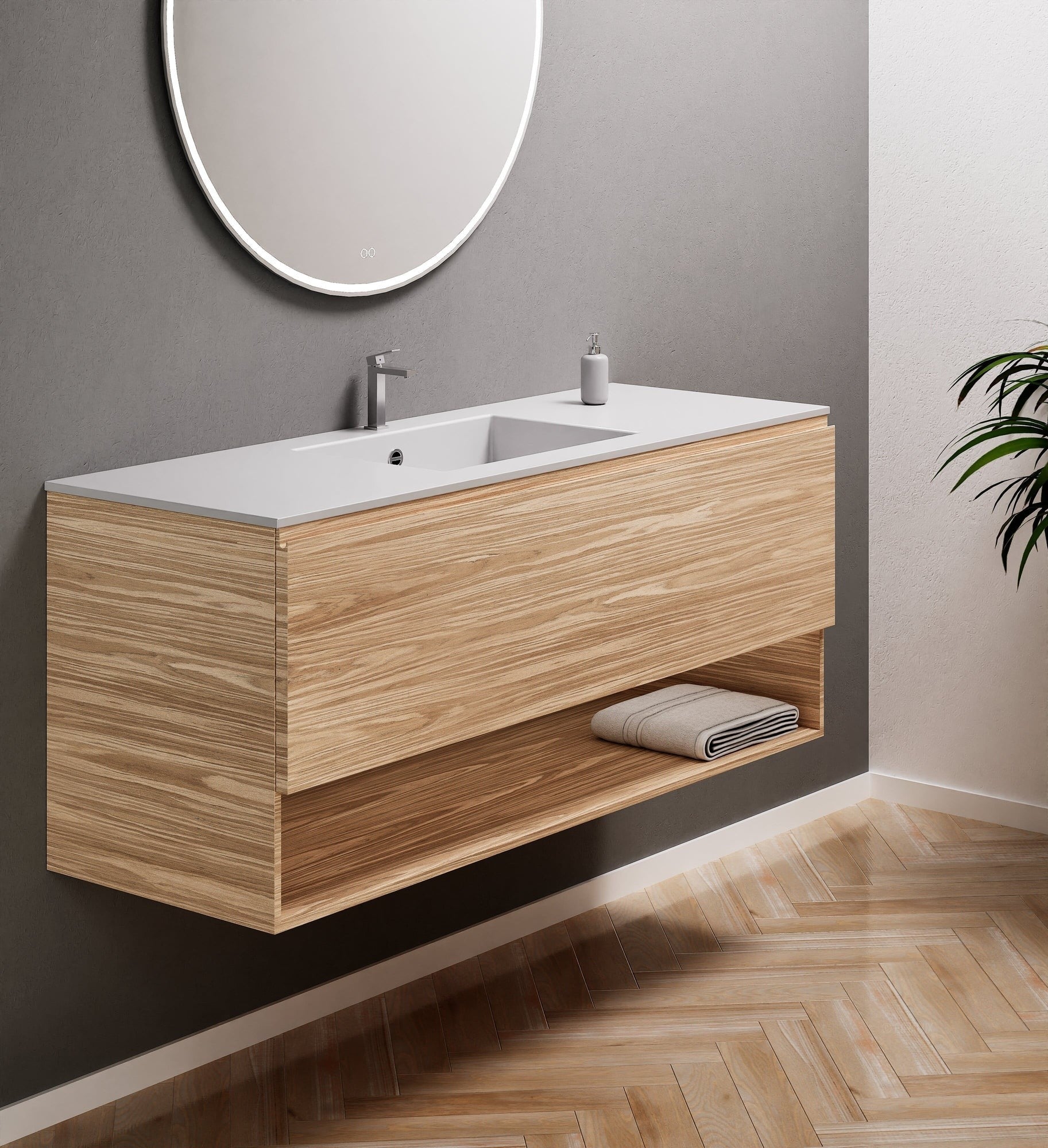 Aurora – Corian® Basin Unit with 1 Drawer and Bottom Shelf - ROVALUX